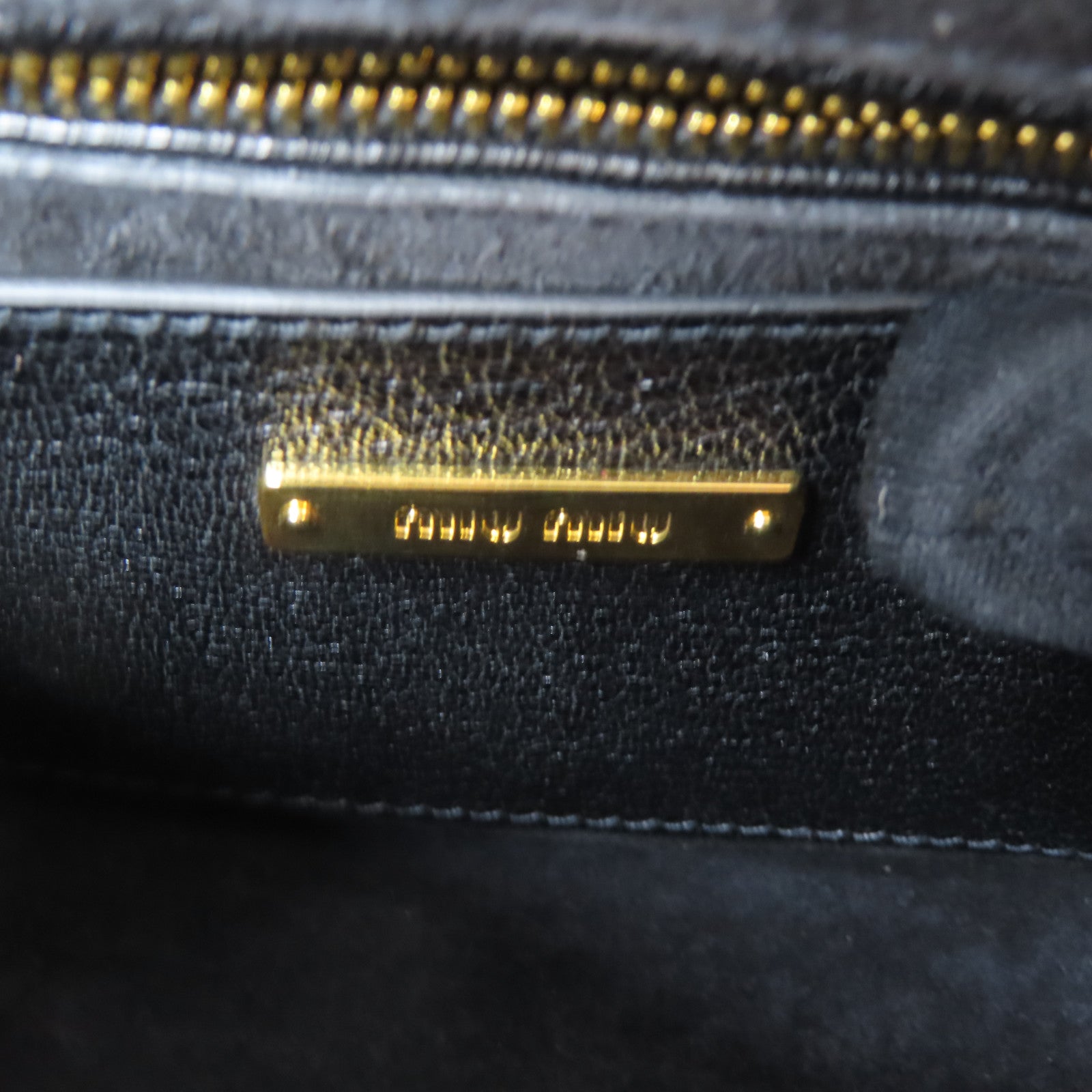 Miu Miu 皮革Top Handle 2 Way Bag金扣手挽肩背兩用袋黑色