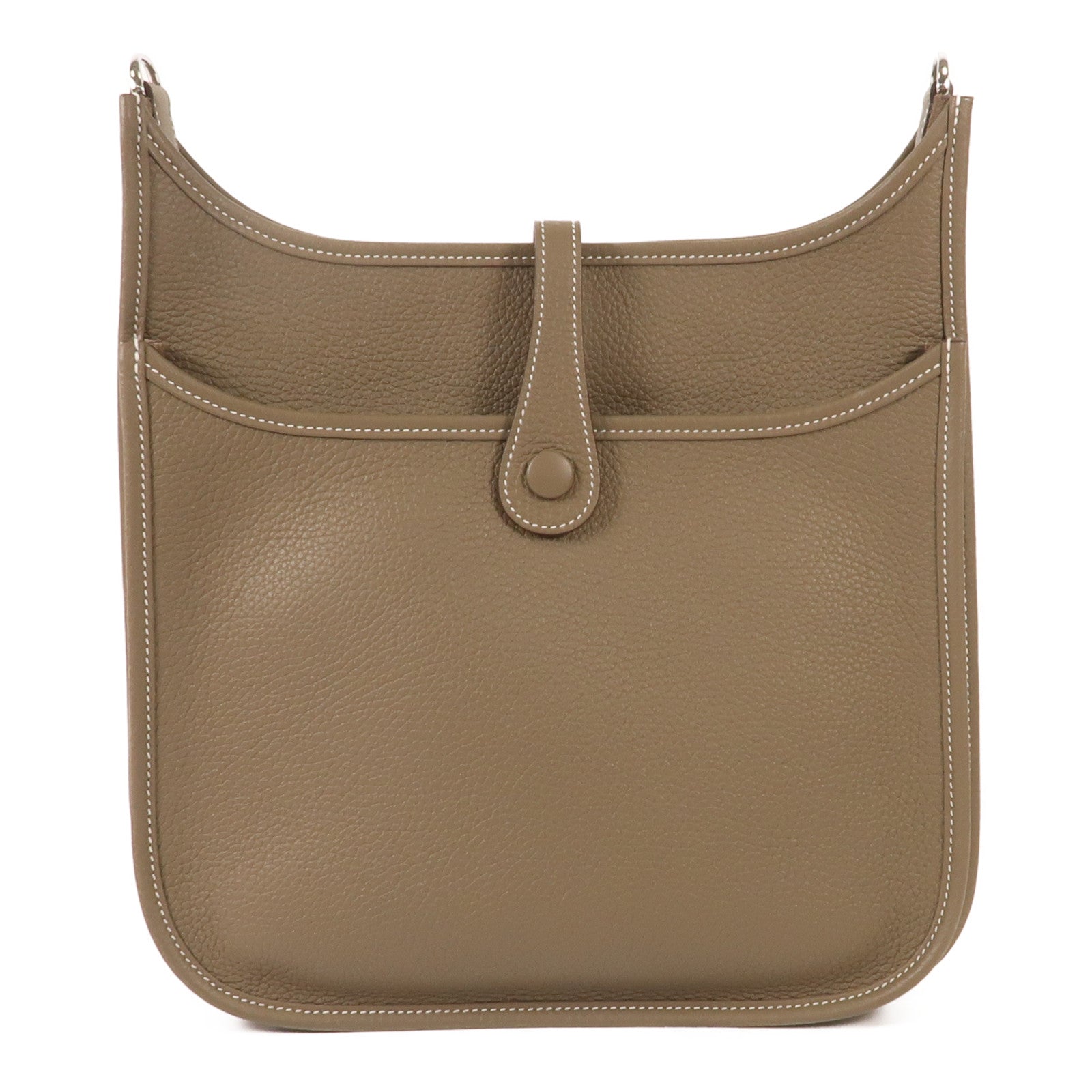 HERMES Clemence皮革Evelyne PM銀扣肩背袋Etoupe