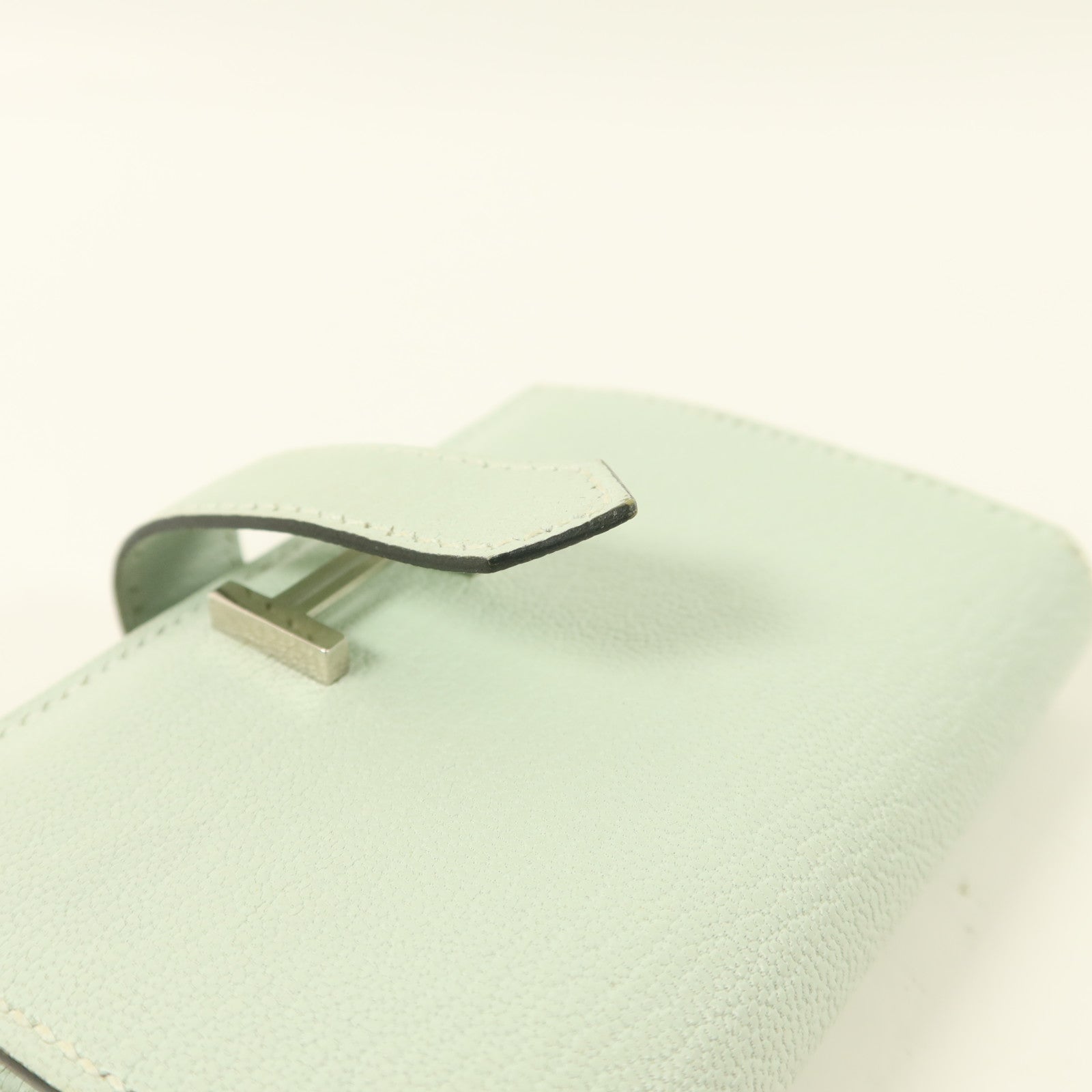 HERMES 【激減優惠】Chevre皮革Bearn Mini Wallet錢包Vert Peppermint