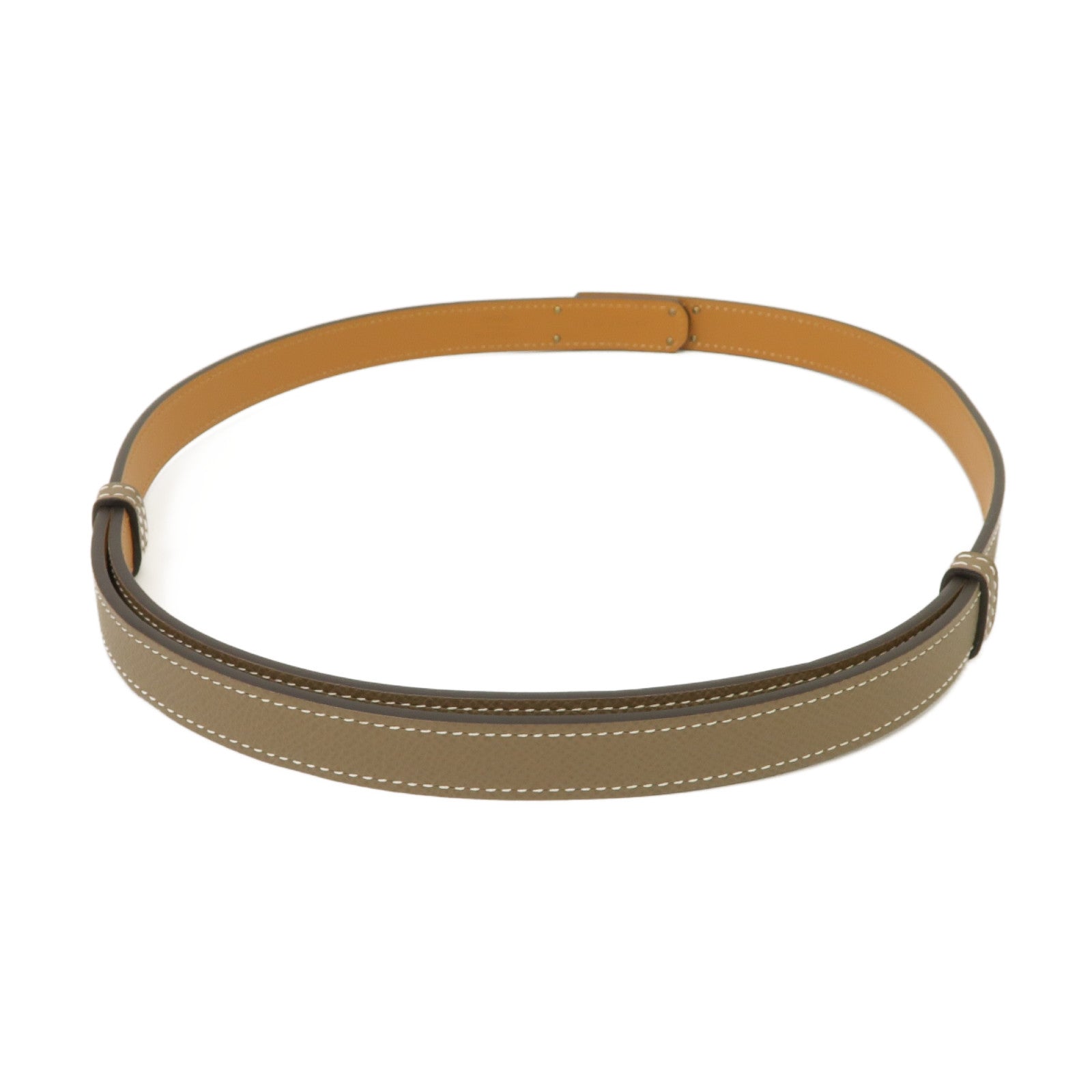 HERMES Epsom皮革Belt金扣皮帶Etoupe大象灰色