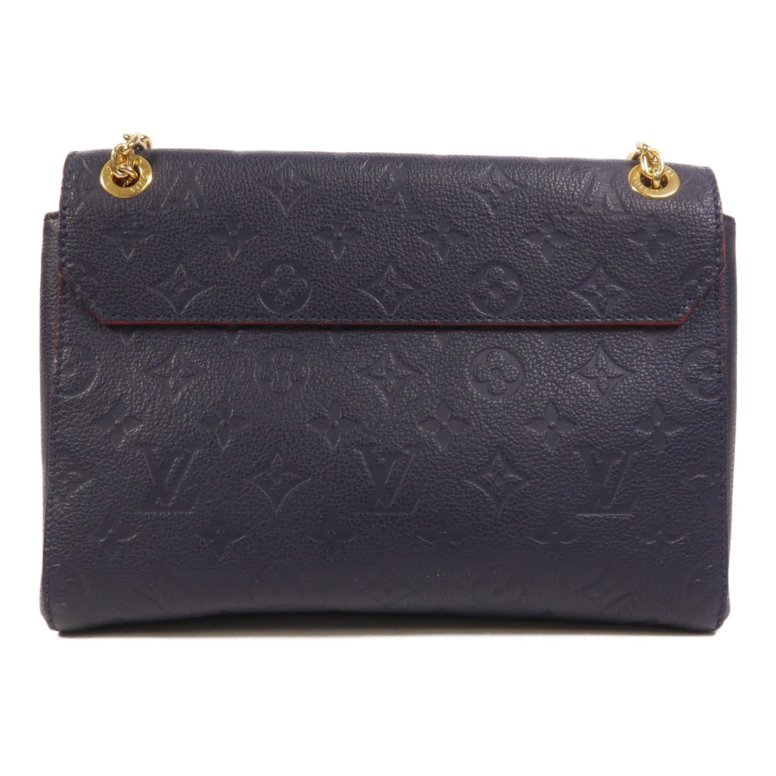 LOUIS VUITTON Monogram Empreinte Vavin PM金扣肩背袋深藍色