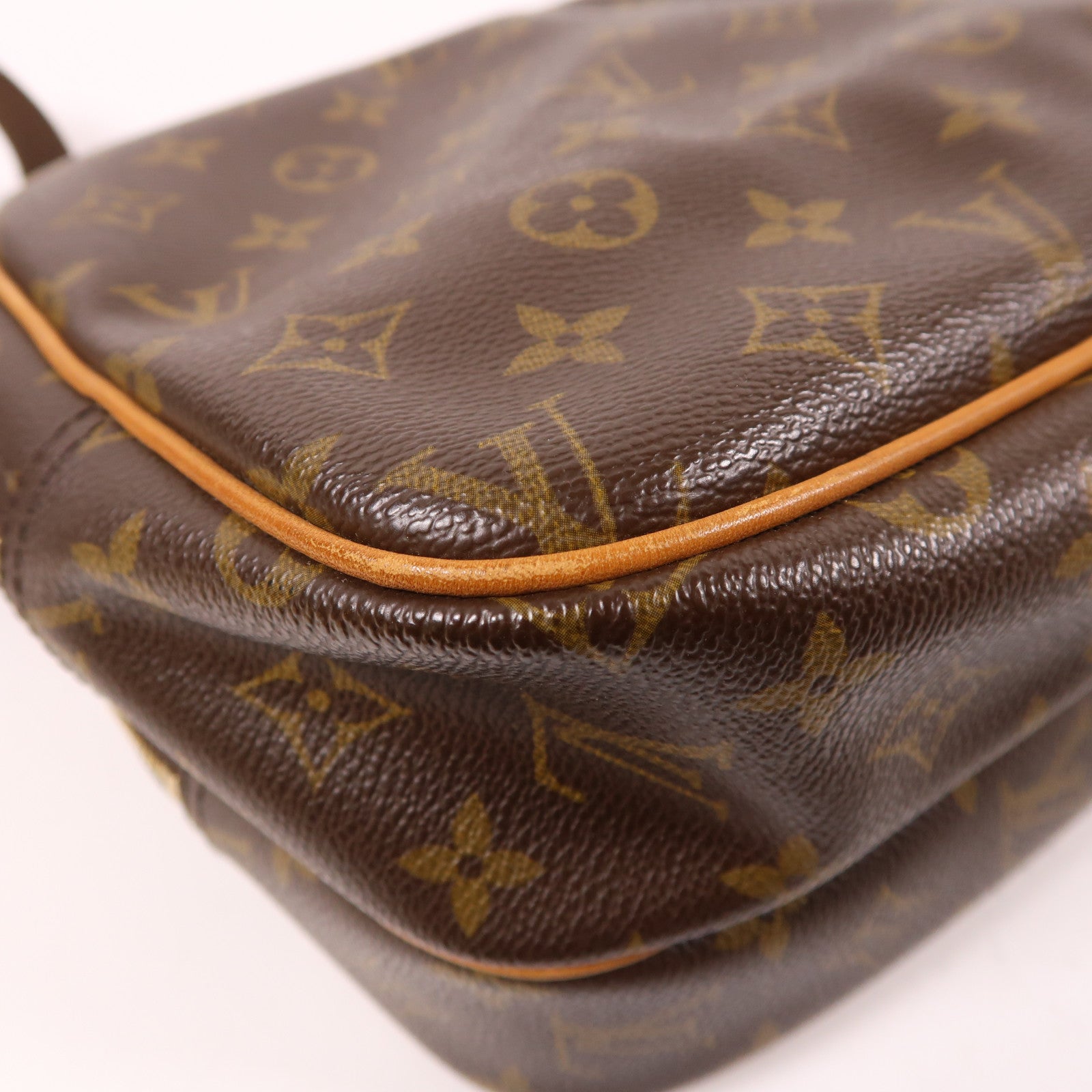 LOUIS VUITTON Monogram Reporter PM金扣肩背袋棕色