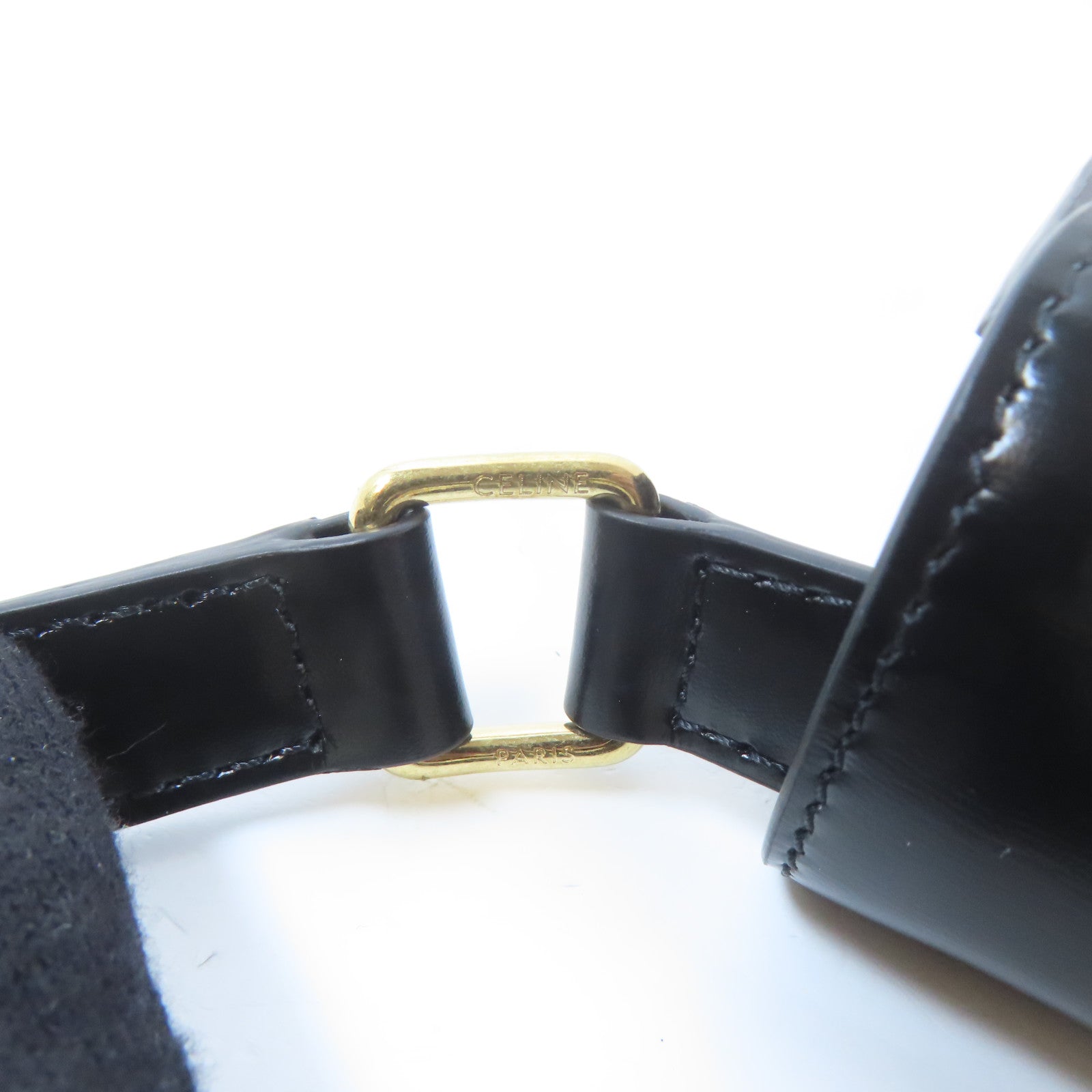 CELINE 牛皮皮革Shoulder Bag金扣肩背袋黑色