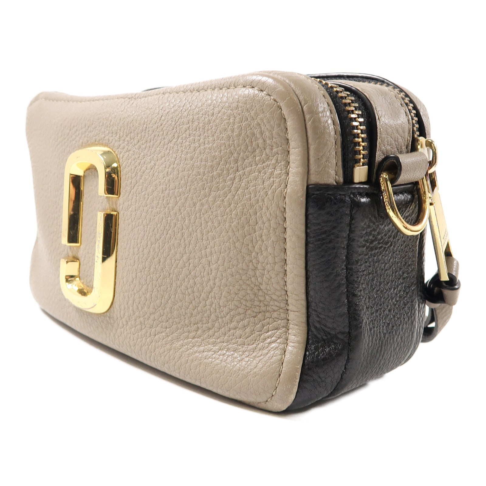 MARC JACOBS 牛皮皮革Camera Bag金扣肩背袋啡色/黑色