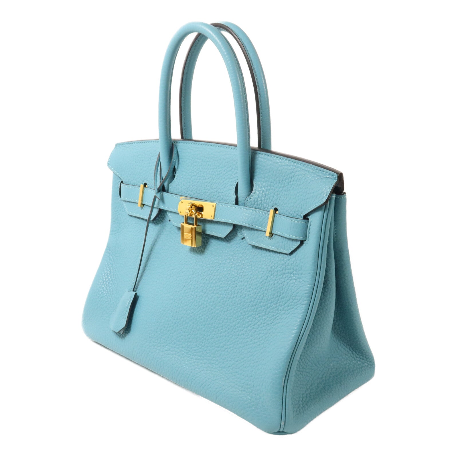 HERMES Clemence皮革Birkin 30手挽袋Bleu St Cyr