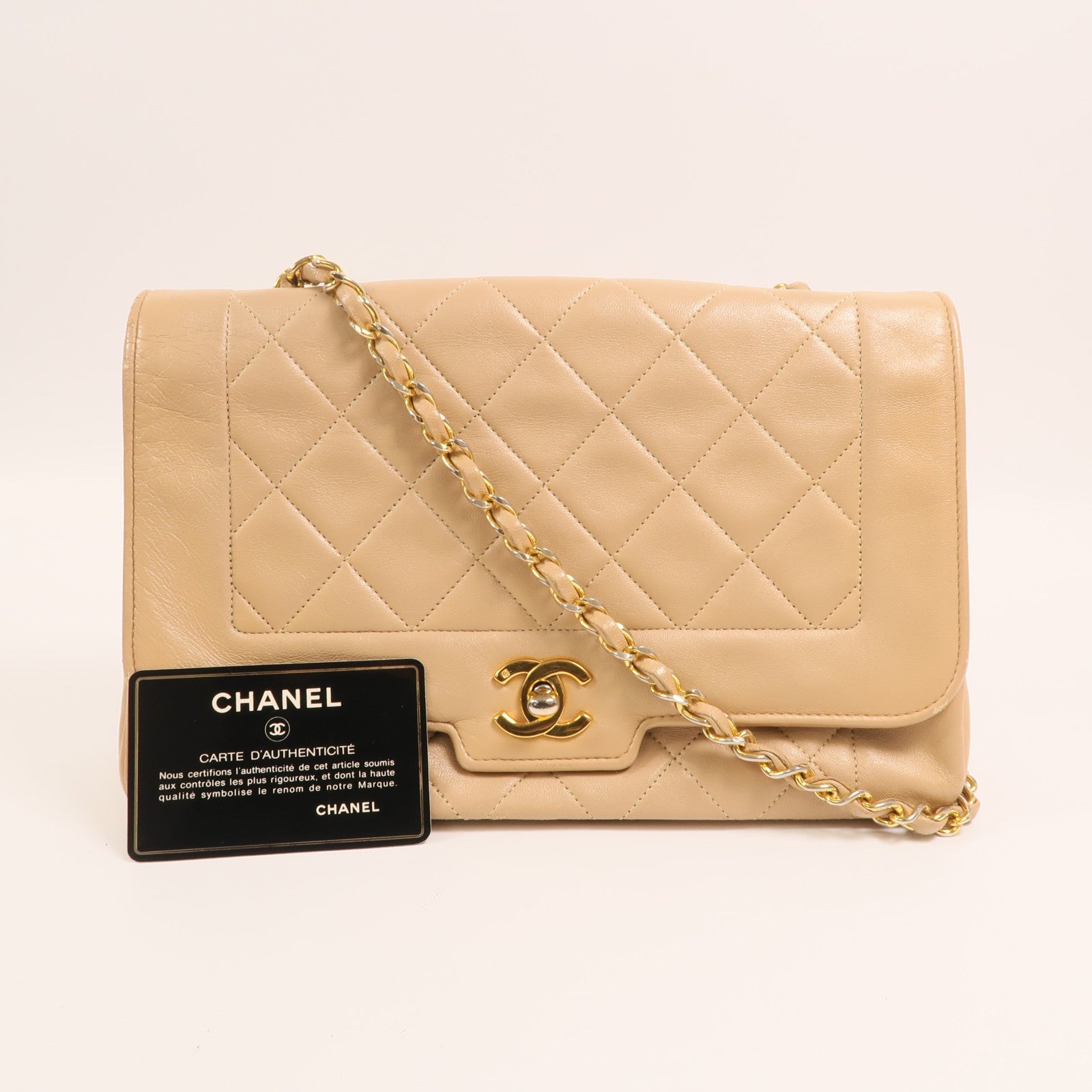 CHANEL 羊皮皮革Chain Shoulder金扣鏈帶肩背袋