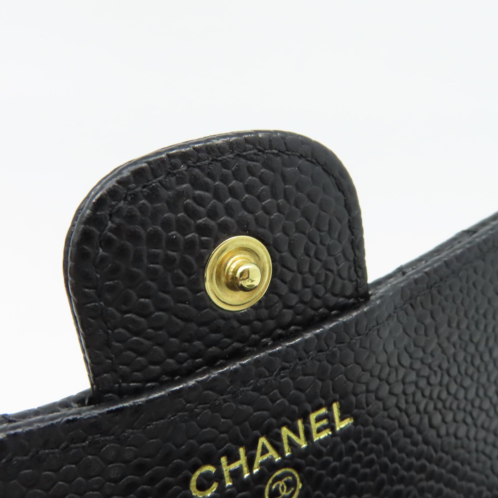 CHANEL 菱格Caviar皮革Short Wallet金扣短錢包黑色