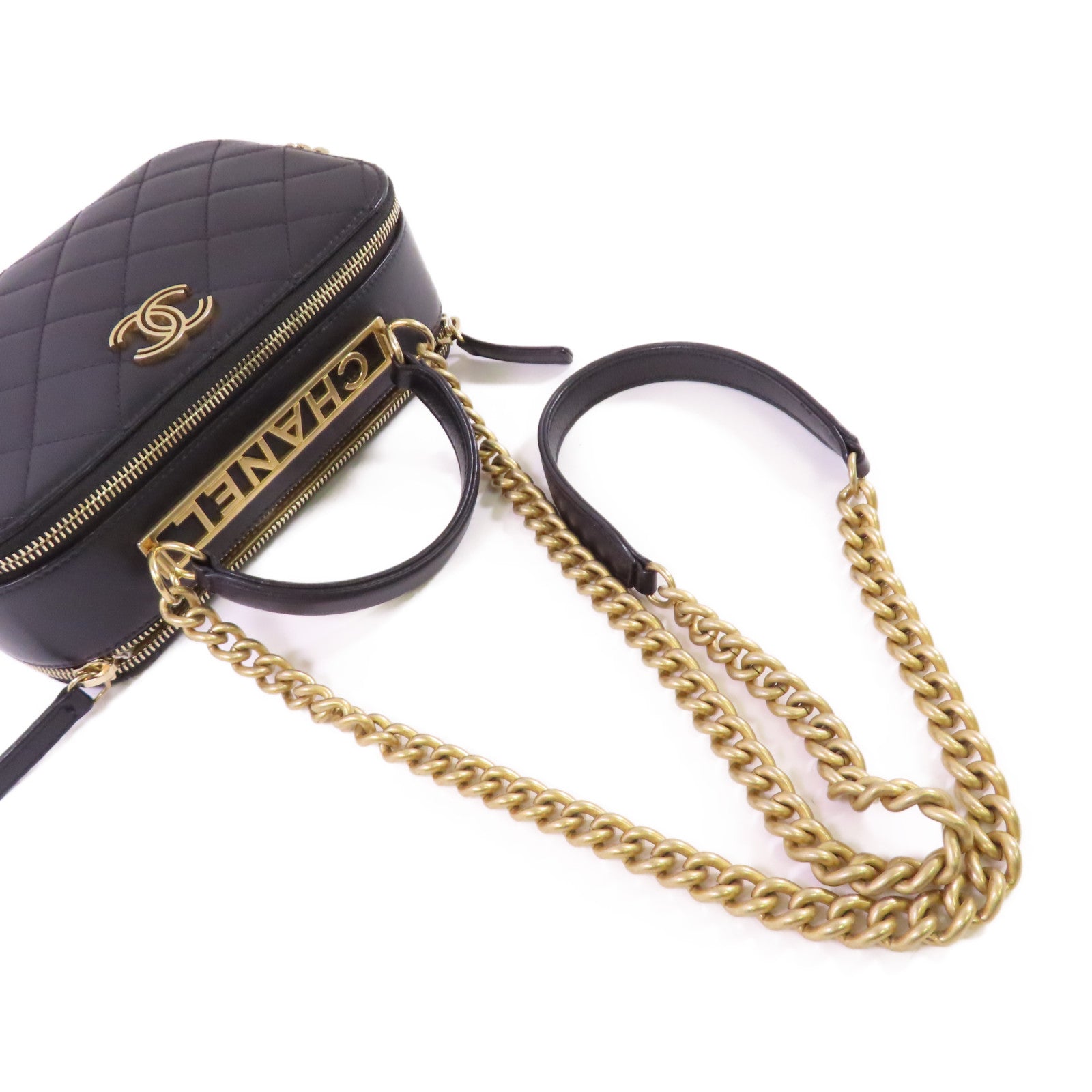 CHANEL 羊皮皮革2Way Chain Shoulder Bag金扣鏈帶手挽肩背兩用袋
