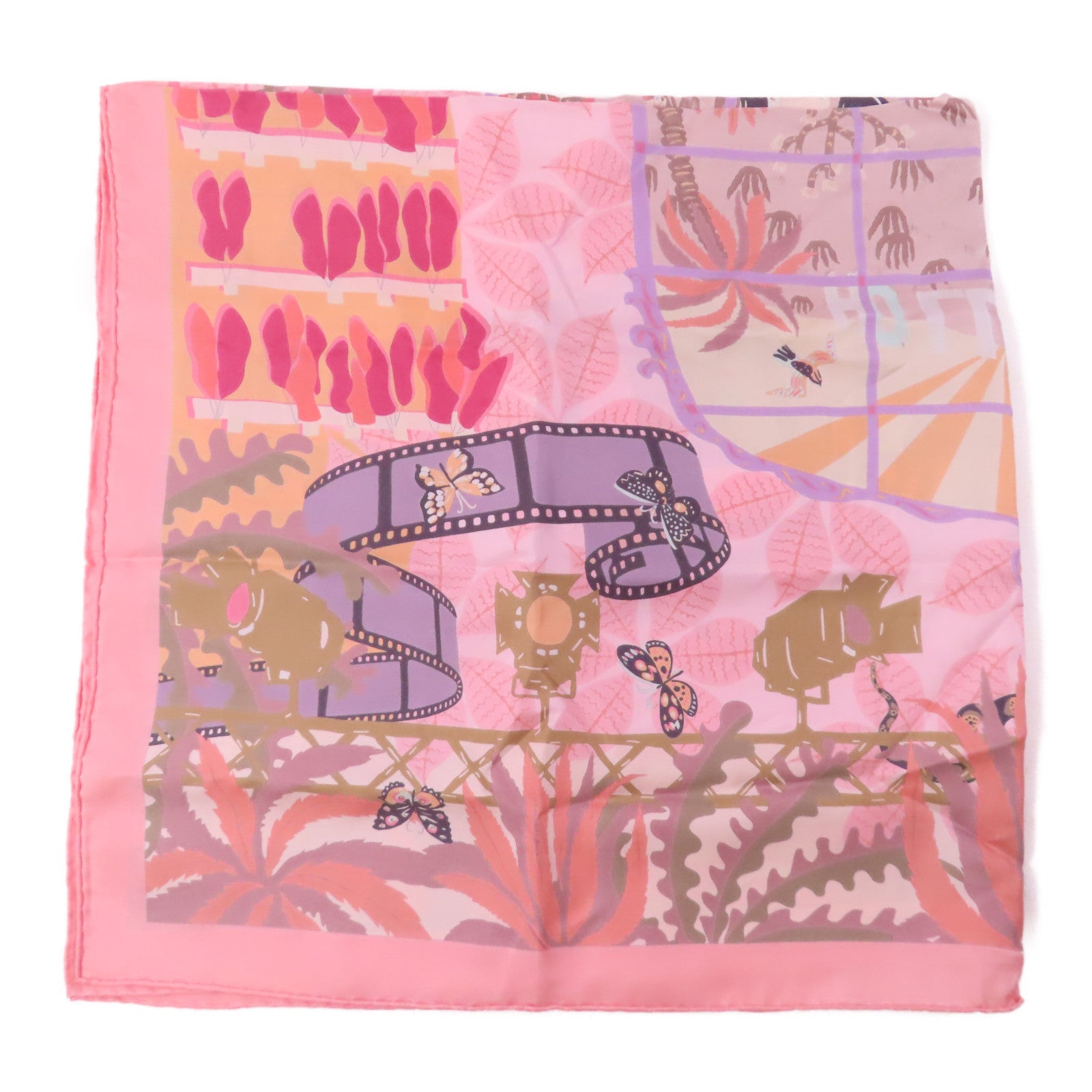Salvatore Ferragamo 絲質Scarf 90x90圍巾粉紅色