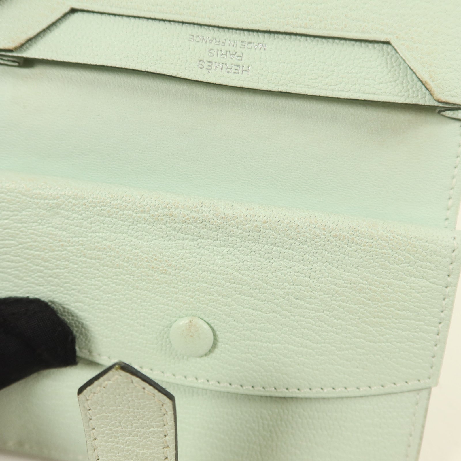 HERMES 【激減優惠】Chevre皮革Bearn Mini Wallet錢包Vert Peppermint