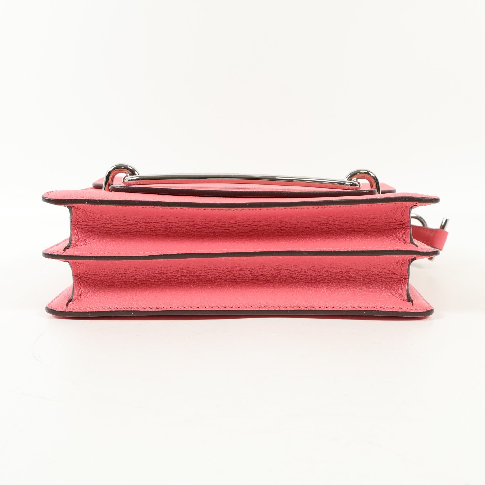 HERMES Evercolor皮革Mini Roulis銀扣肩背袋Rose Azalee