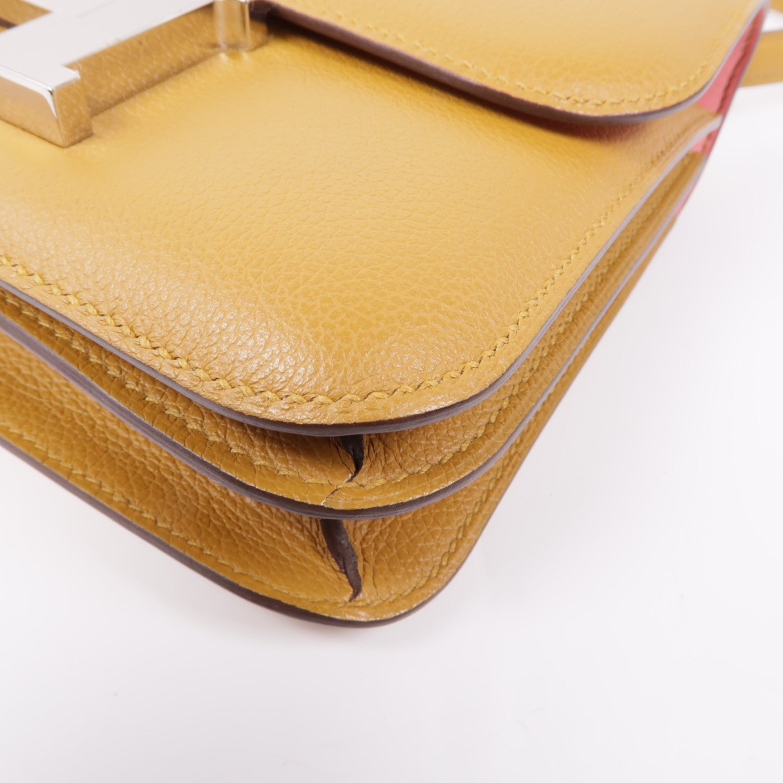 HERMES Evercolor皮革Constance Mini銀扣肩背袋Caramel