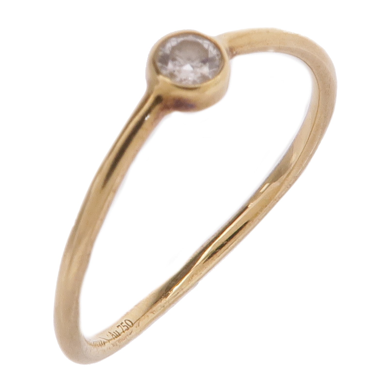 TIFFANY＆CO 18K黃金Wave Single-Row Diamond Ring鑽石戒指US#4.25
