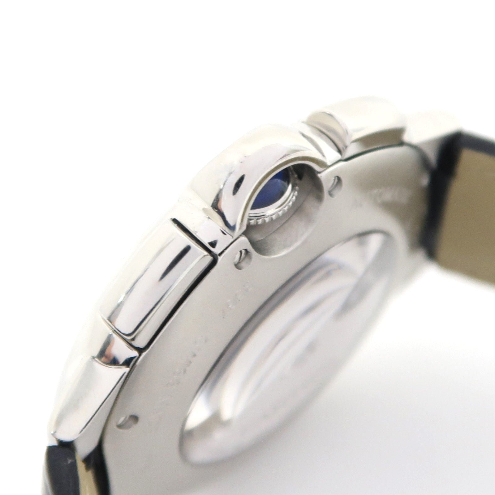 CARTIER Ballon Bleu Chronograph不鏽鋼/皮革帶手錶自動機芯白色