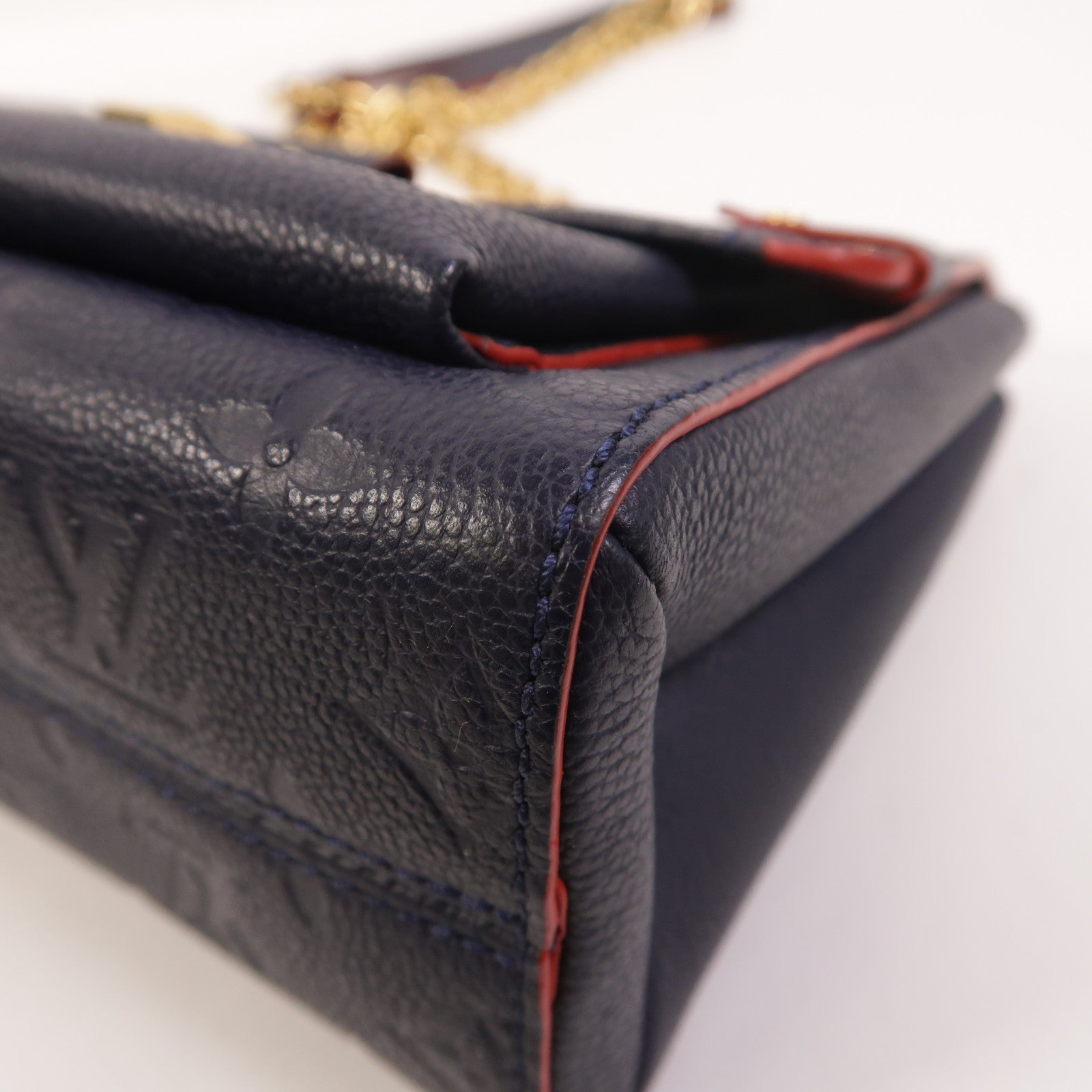 LOUIS VUITTON Monogram Empreinte Vavin PM金扣肩背袋深藍色