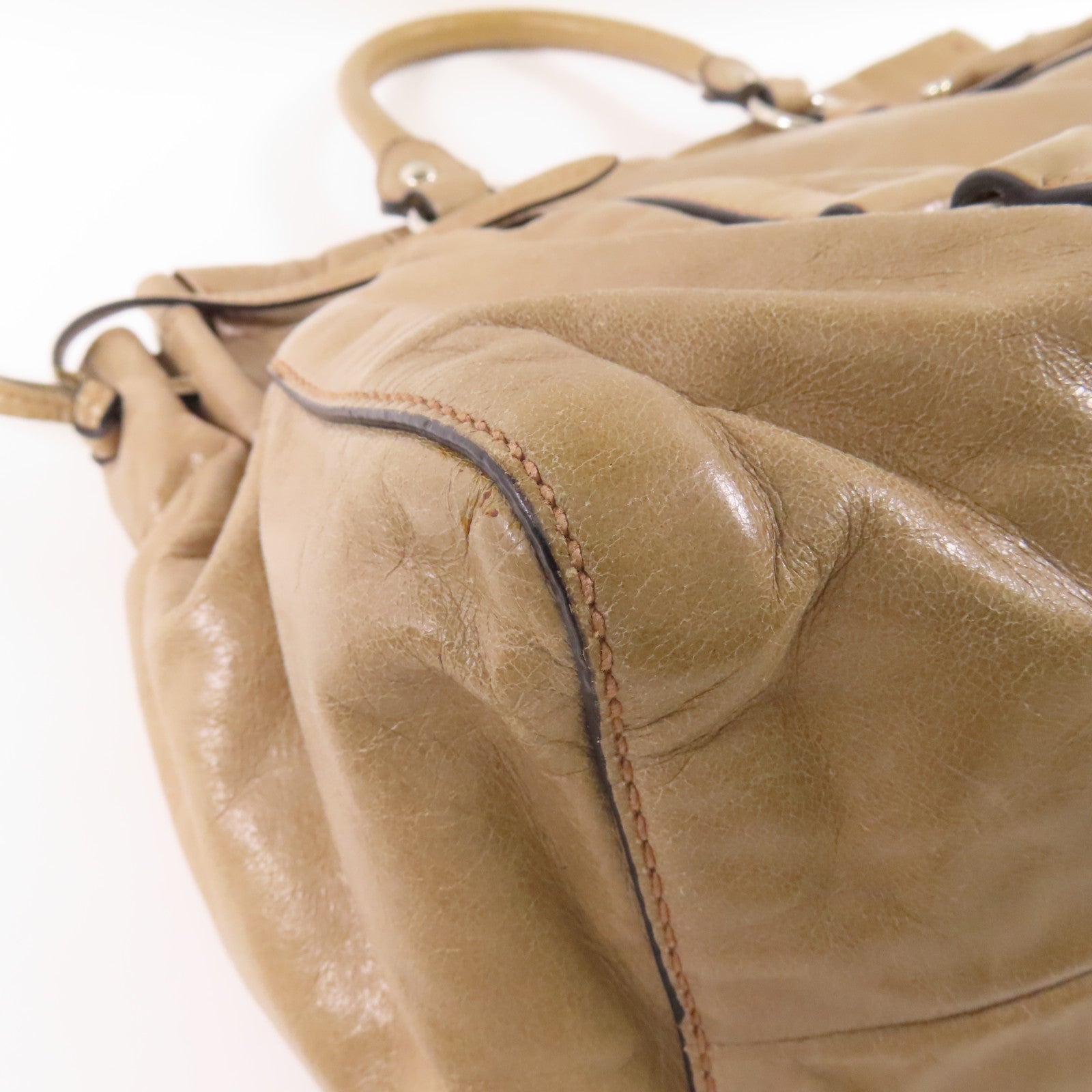 Miu Miu 皮革2 Way Bag銀扣手挽肩背兩用袋