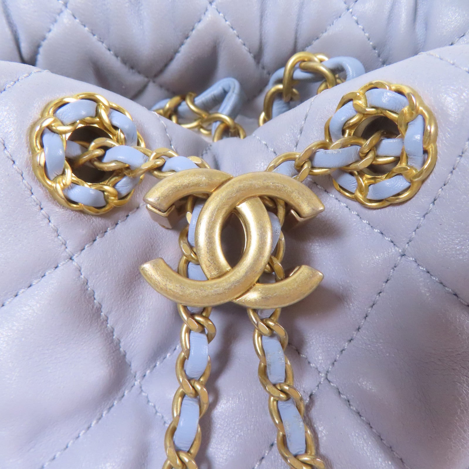 CHANEL 羊皮皮革Chain Shoulder金扣鏈帶肩背袋