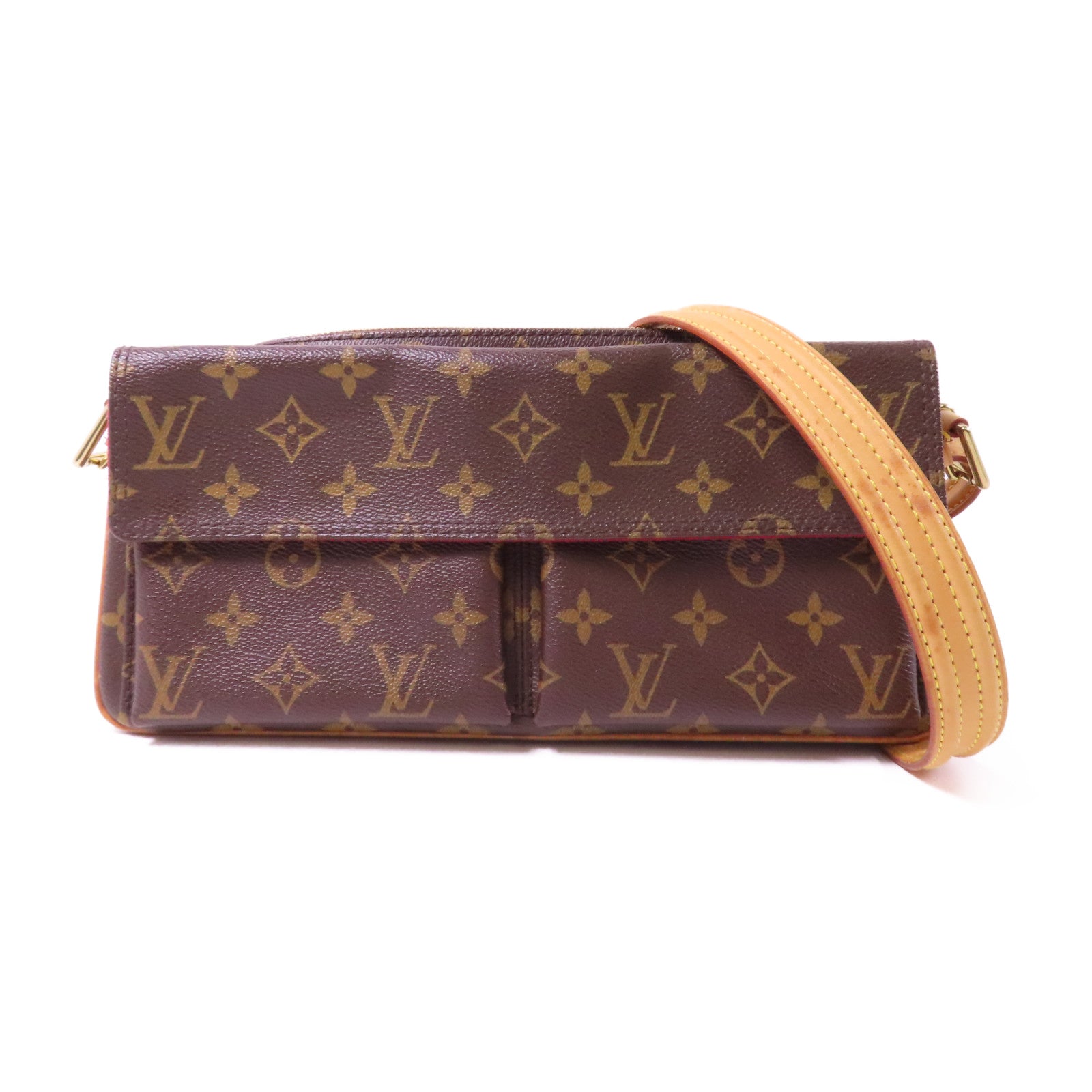 LOUIS VUITTON Monogram Viva Cite MM金扣肩背袋啡色