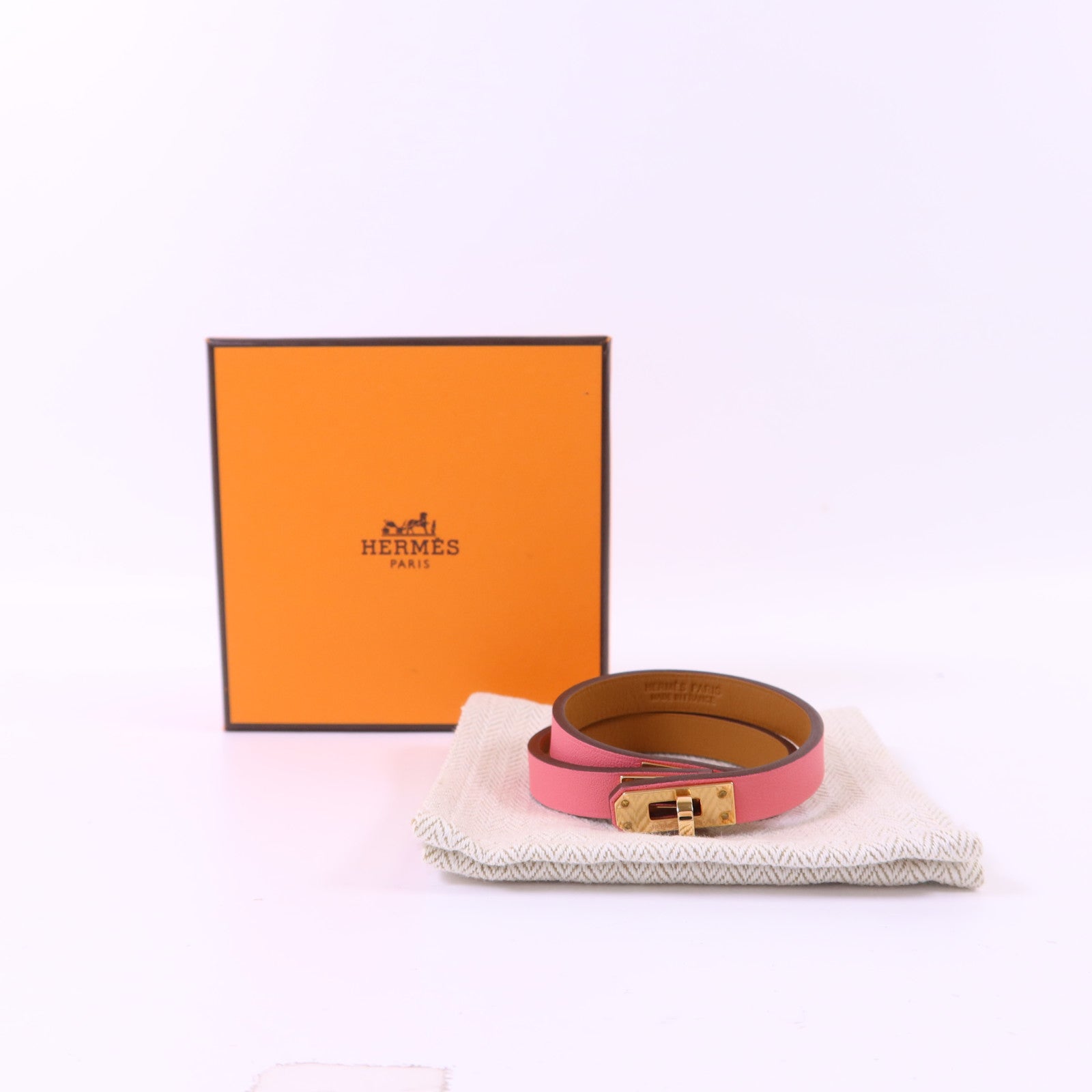 HERMES 【激減優惠】Swift皮革Mini Kelly Double Tour Bracelet金扣手鐲