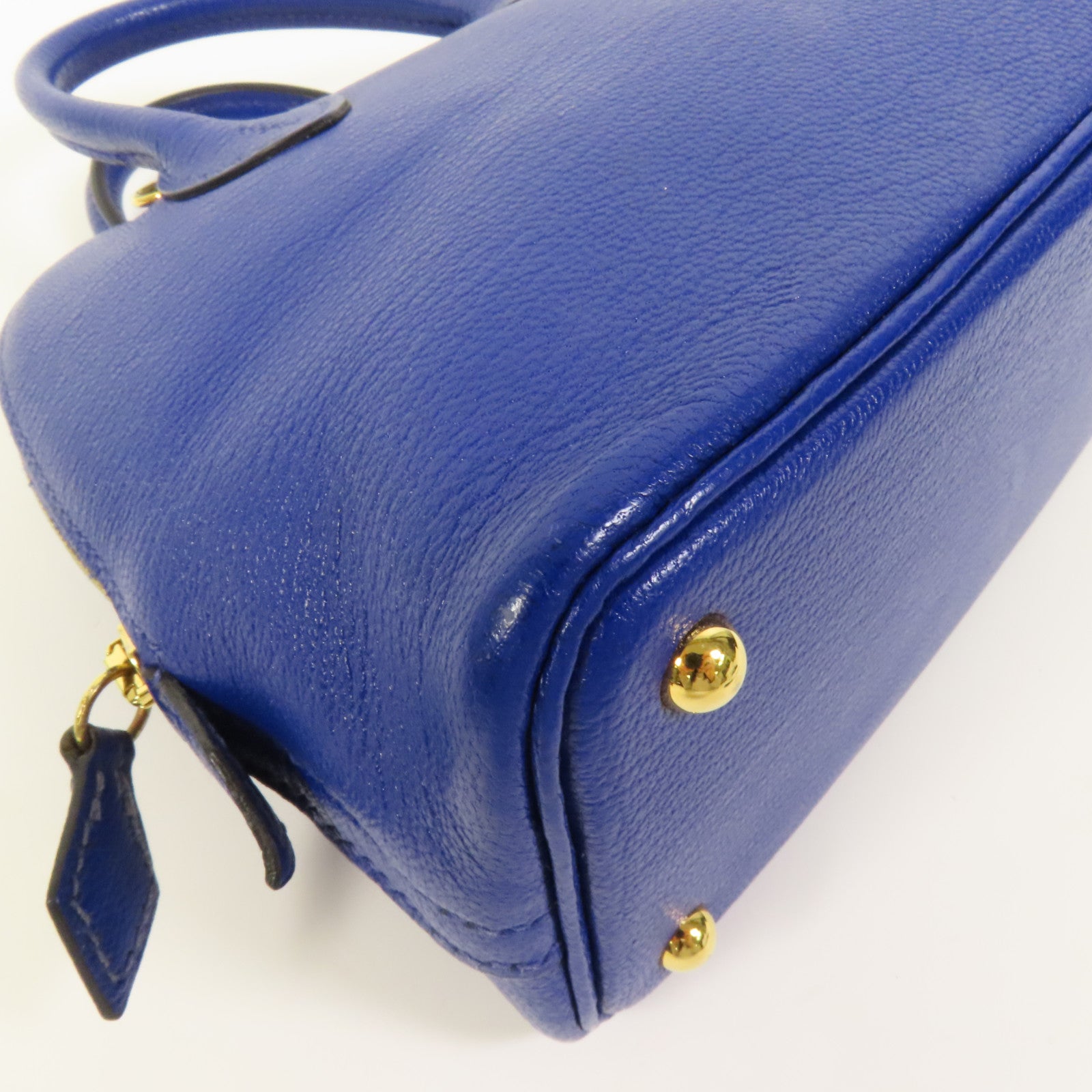 HERMES Chevre皮革Mini Bolide金扣手挽肩背兩用袋Bleu Electrique