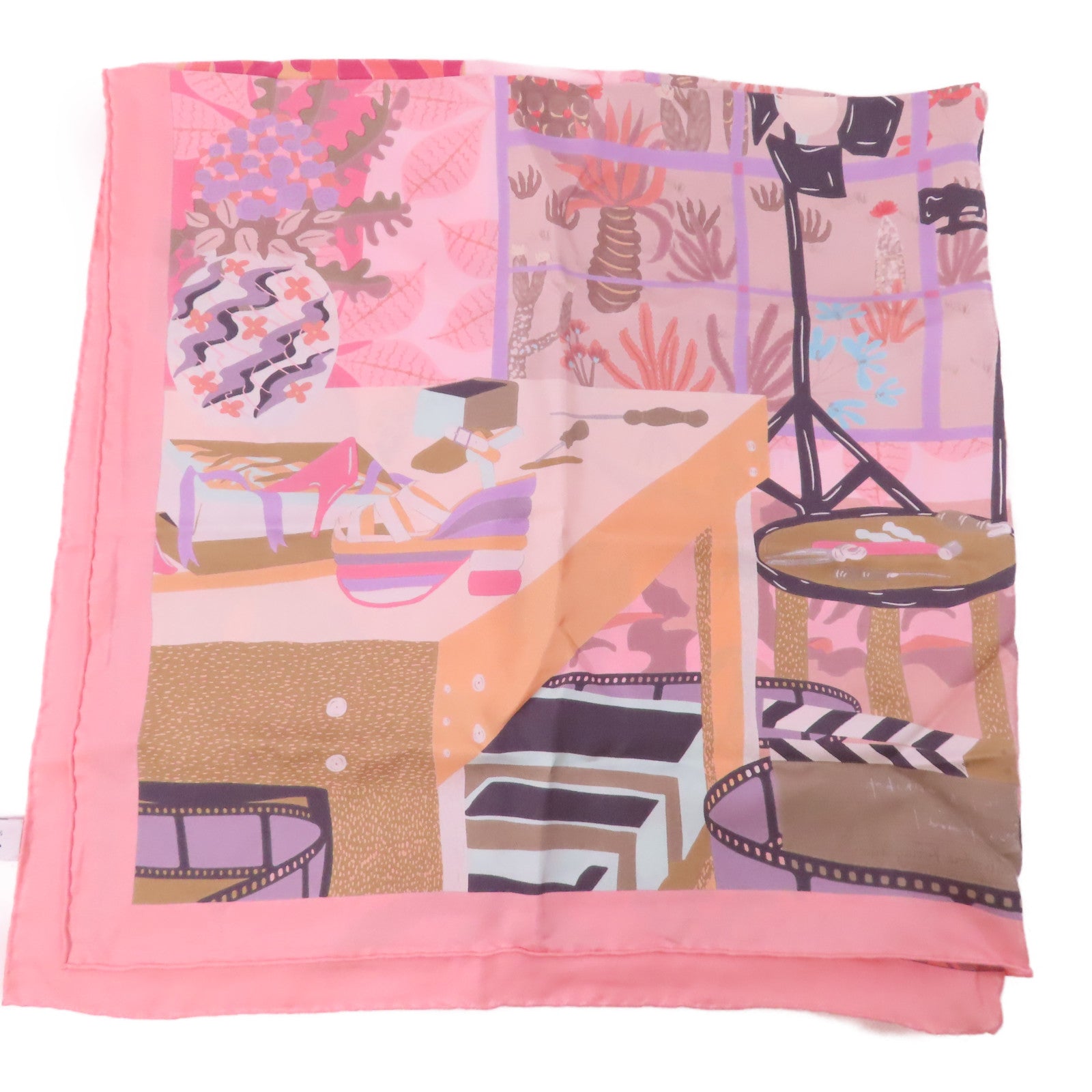 Salvatore Ferragamo 絲質Scarf 90x90圍巾粉紅色