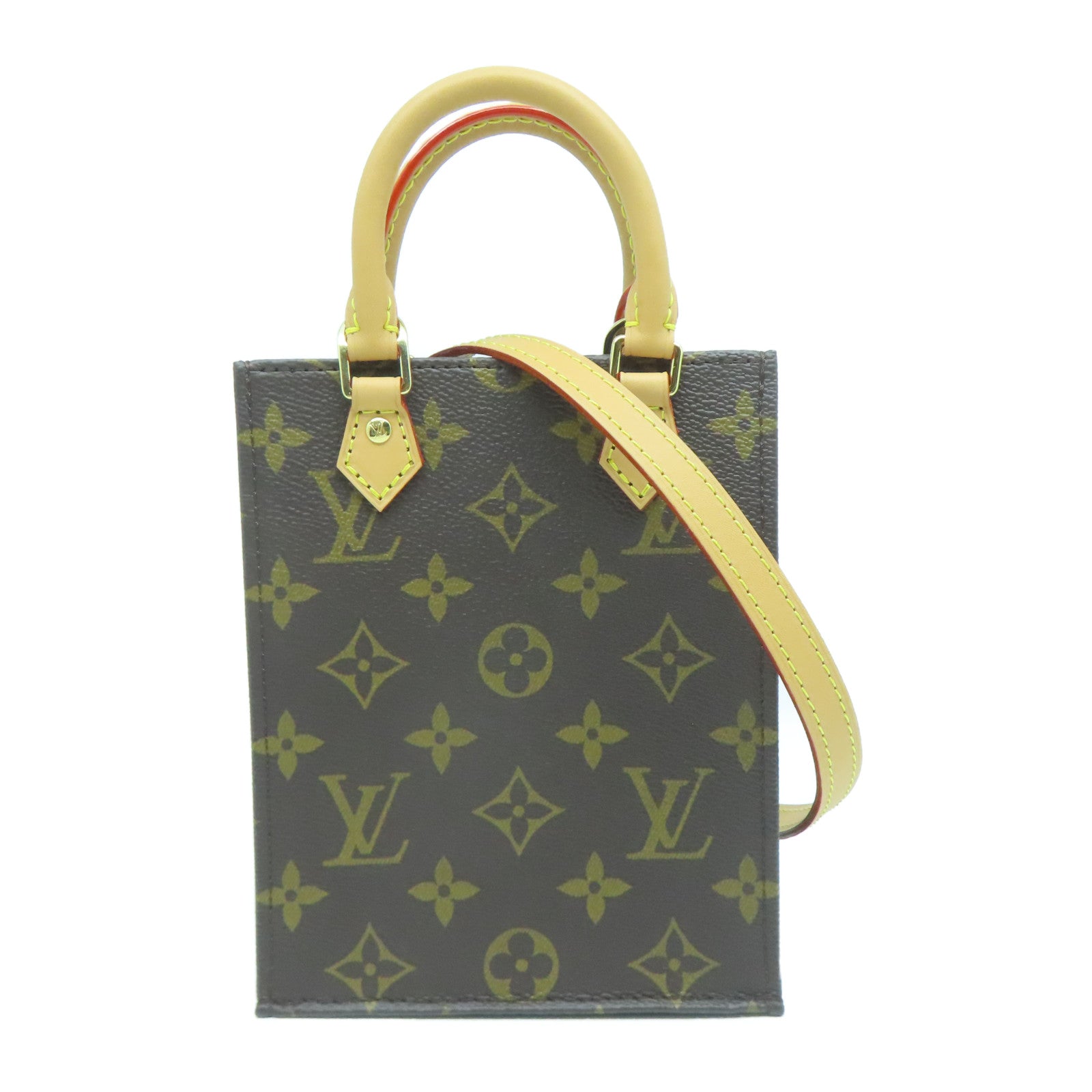 LOUIS VUITTON **【激減優惠】Monogram Petit Sac Plat金扣手挽肩背兩用袋啡色