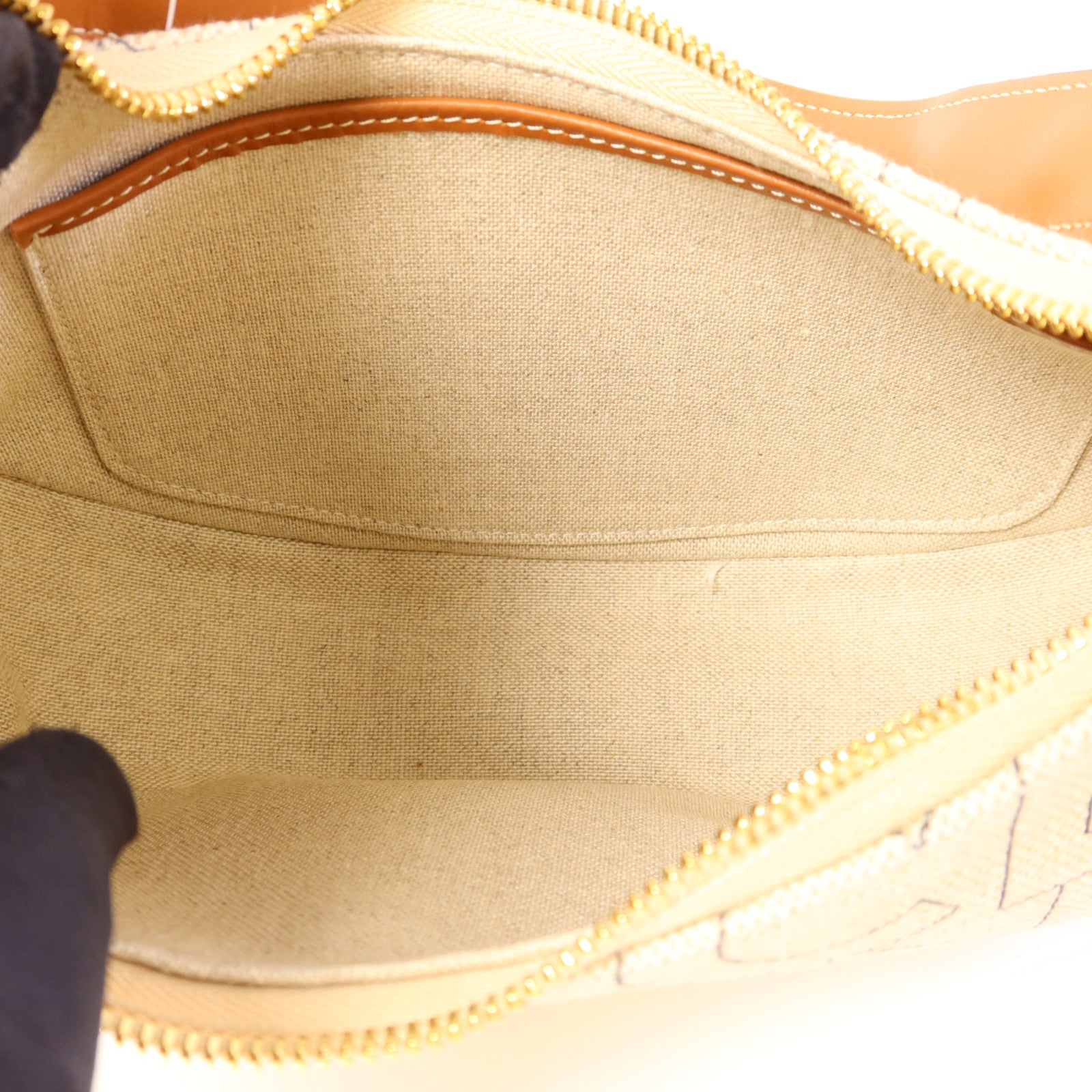 CELINE 帆布/皮革Ava Triomphe金扣肩背袋