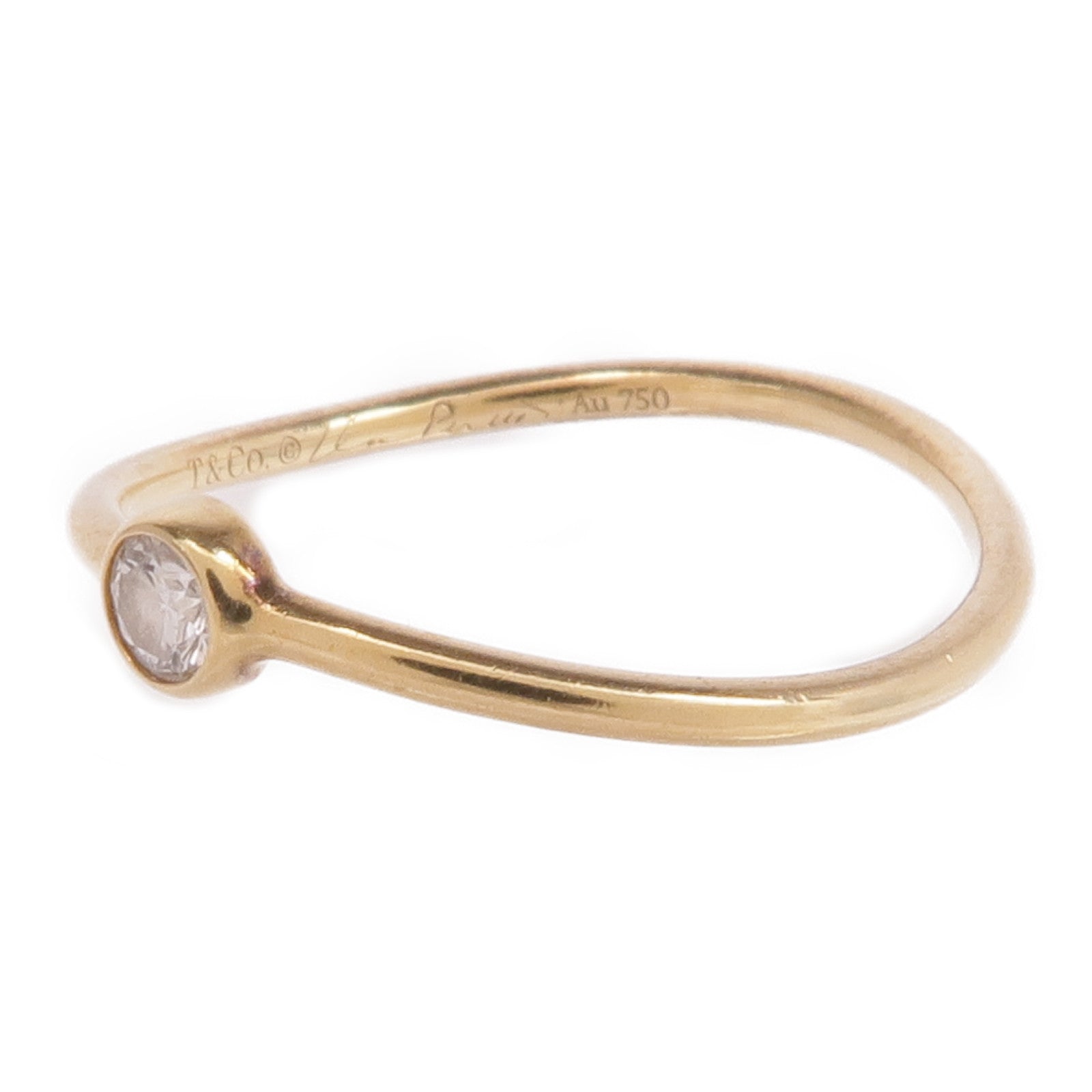 TIFFANY＆CO 【激減優惠】18K黃金Wave Single-Row Diamond Ring鑽石戒指US#4.25