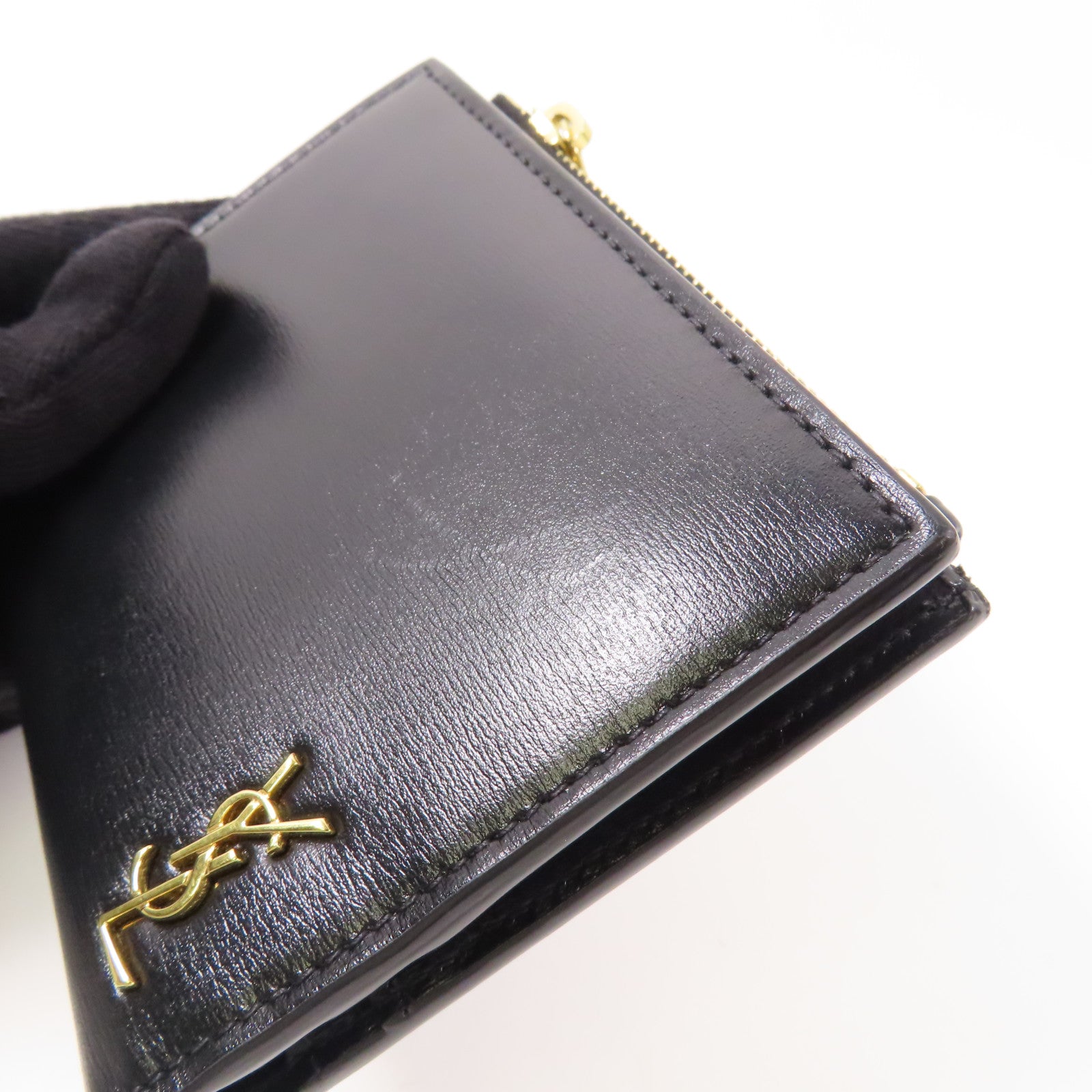 SAINT LAURENT 牛皮皮革Wallet金扣錢包