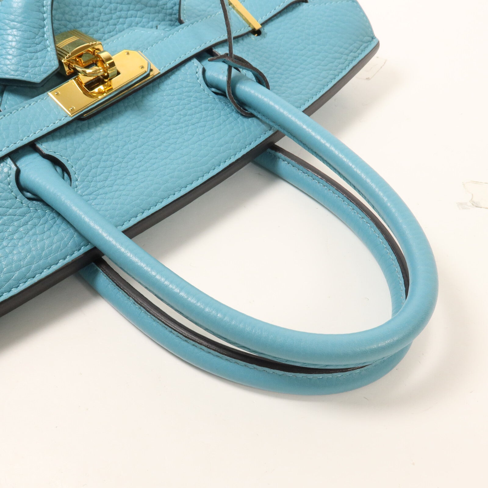 HERMES Clemence皮革Birkin 30手挽袋Bleu St Cyr