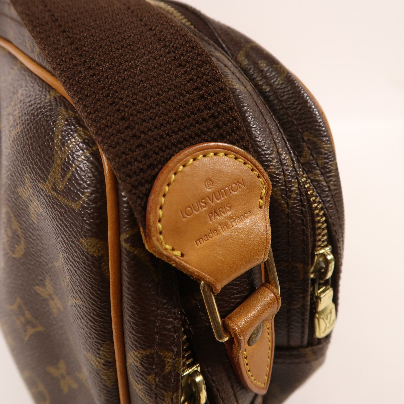 LOUIS VUITTON Monogram Reporter PM金扣肩背袋棕色