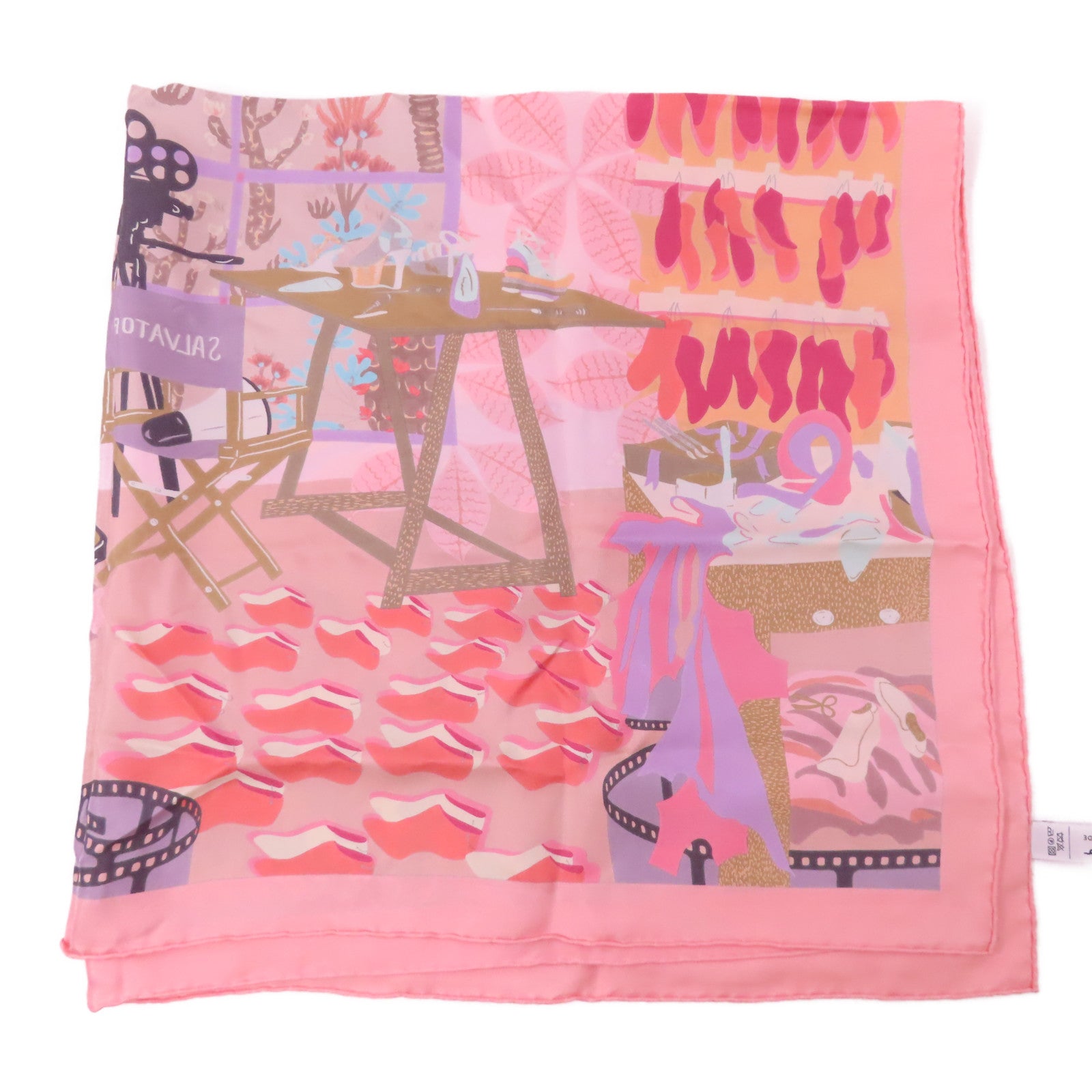 Salvatore Ferragamo 絲質Scarf 90x90圍巾粉紅色