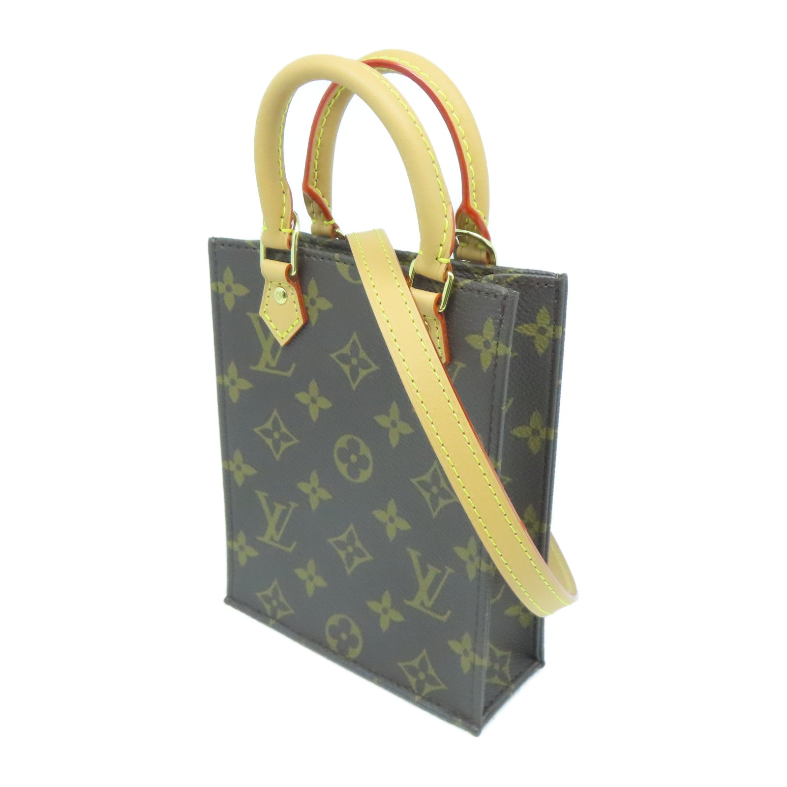 LOUIS VUITTON **【激減優惠】Monogram Petit Sac Plat金扣手挽肩背兩用袋啡色