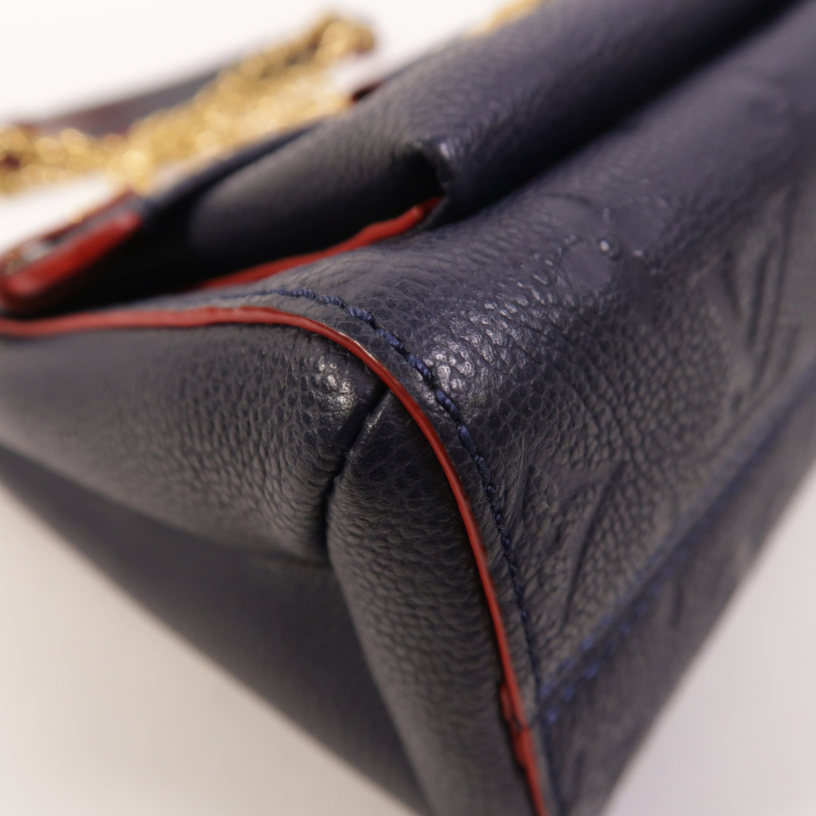 LOUIS VUITTON Monogram Empreinte Vavin PM金扣肩背袋深藍色