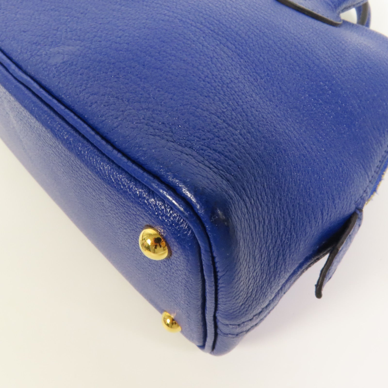 HERMES Chevre皮革Mini Bolide金扣手挽肩背兩用袋Bleu Electrique