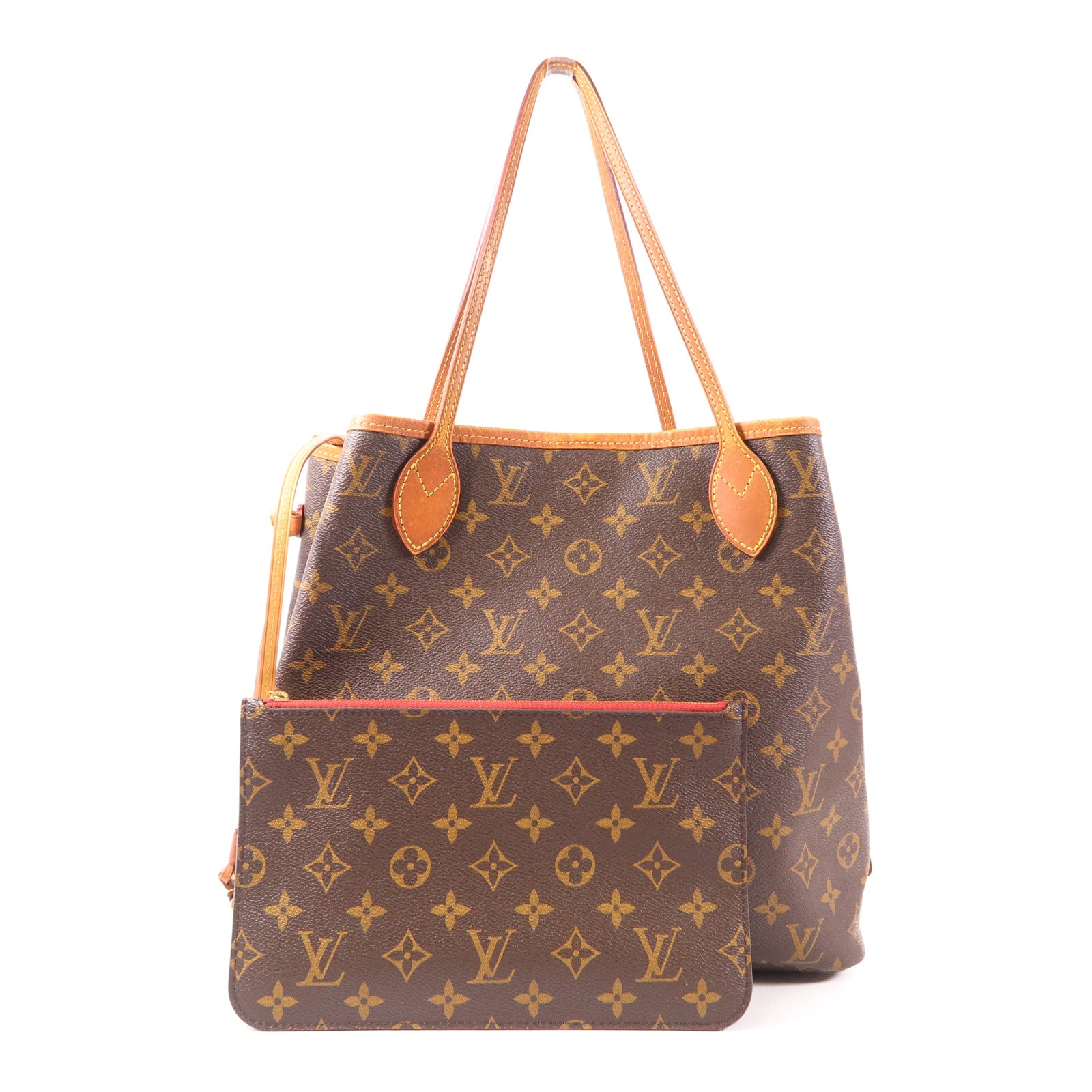 LOUIS VUITTON Monogram Neverfull MM金扣手挽袋
