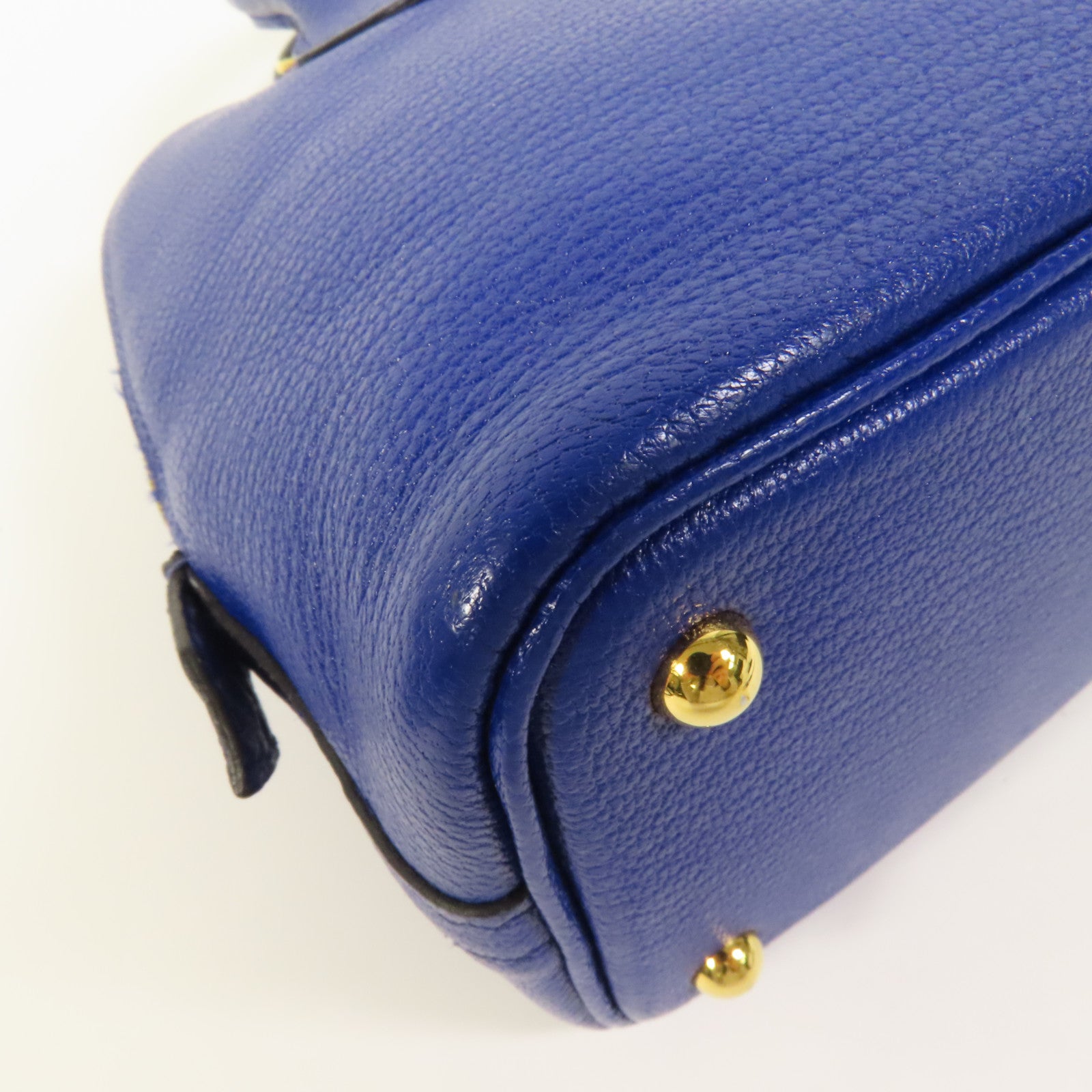 HERMES Chevre皮革Mini Bolide金扣手挽肩背兩用袋Bleu Electrique