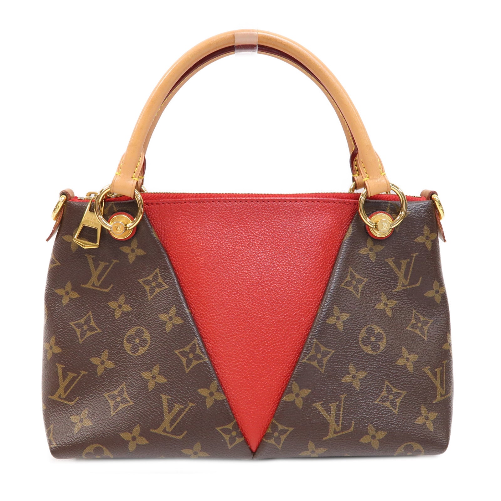 LOUIS VUITTON Monogram V Tote BB金扣手挽肩背兩用袋啡色/紅色