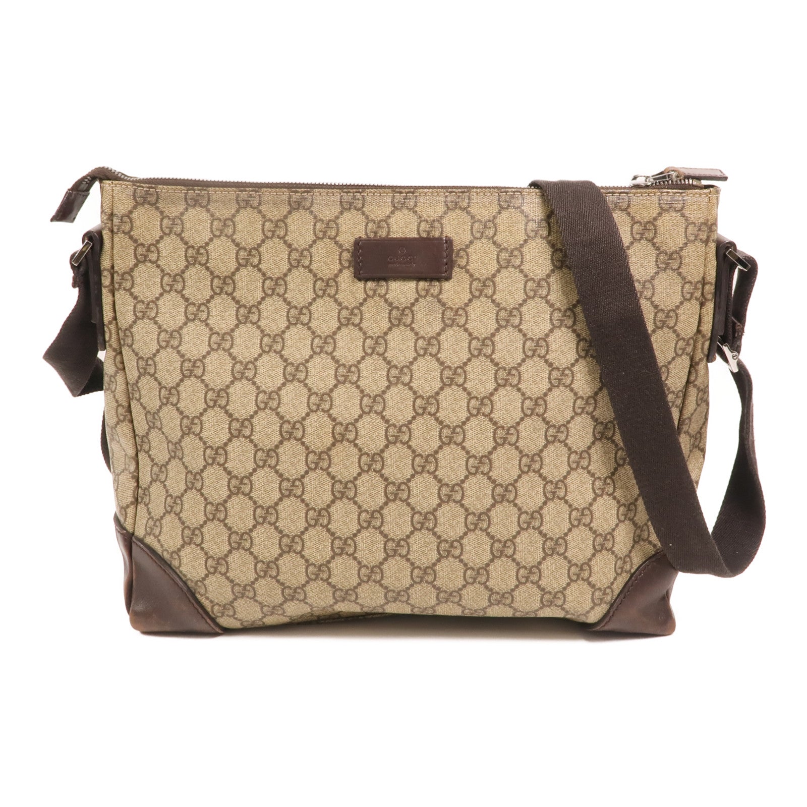 GUCCI GG帆布Shoulder Bag銀扣肩背袋