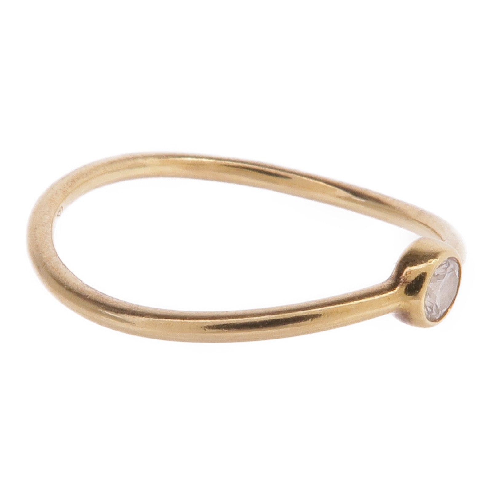 TIFFANY＆CO 【激減優惠】18K黃金Wave Single-Row Diamond Ring鑽石戒指US#4.25