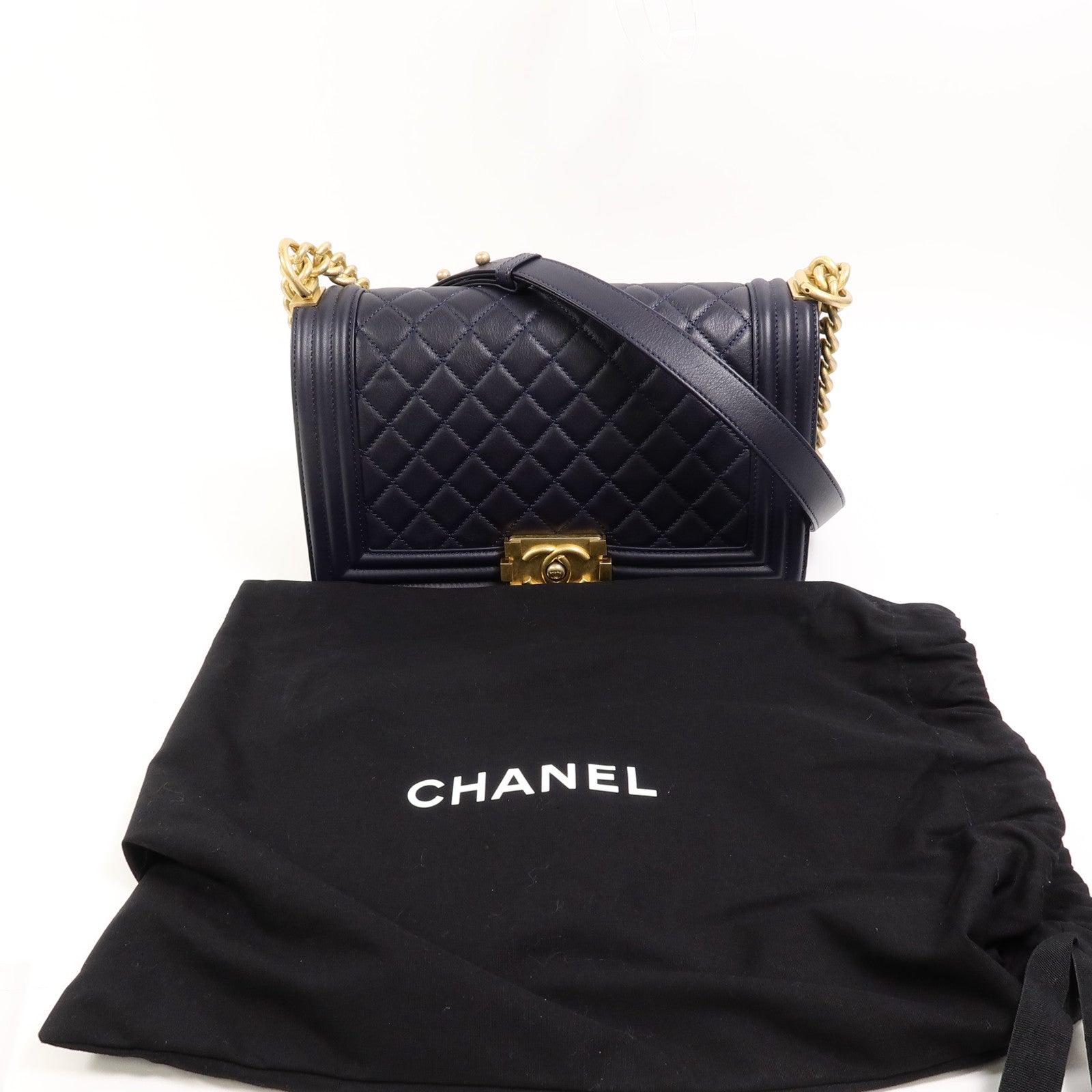 CHANEL 羊皮皮革Boy 25鏈帶肩背袋