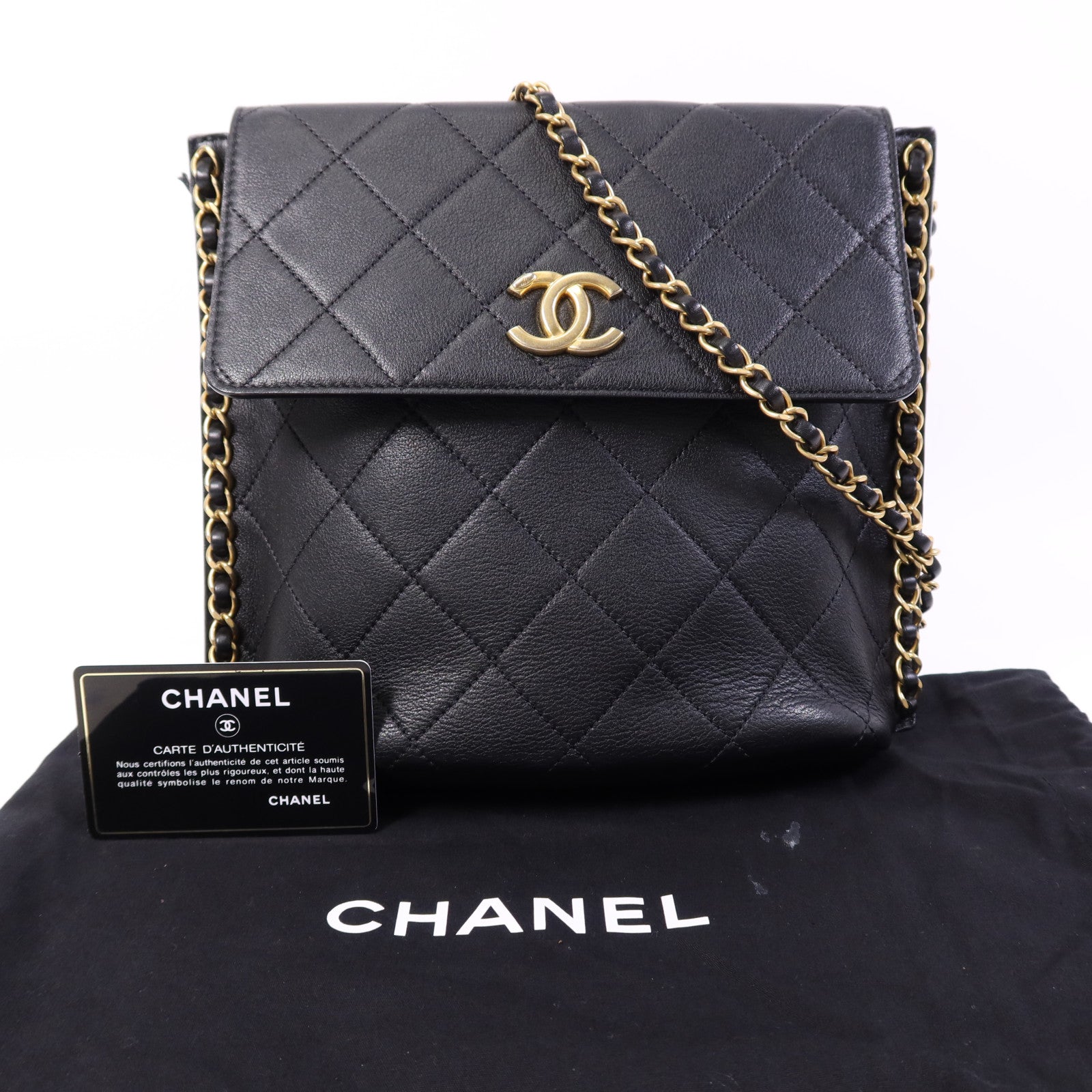 CHANEL 牛皮皮革Chain Shoulder Bag金扣鏈帶肩背袋