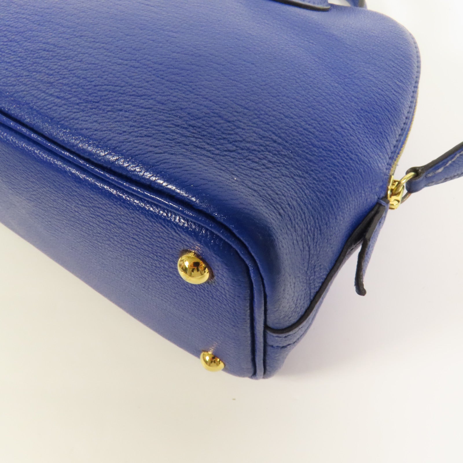 HERMES Chevre皮革Mini Bolide金扣手挽肩背兩用袋Bleu Electrique