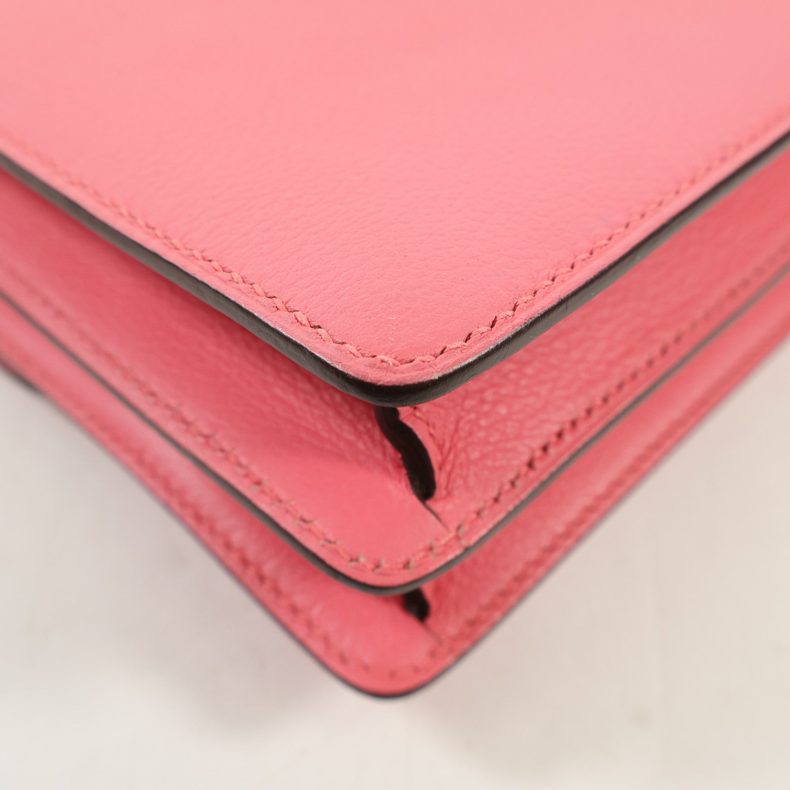 HERMES Evercolor皮革Mini Roulis銀扣肩背袋Rose Azalee