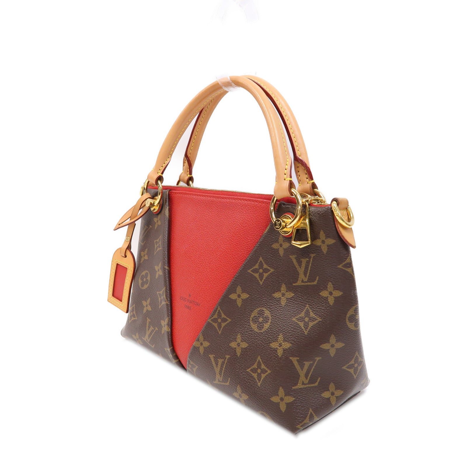 LOUIS VUITTON Monogram V Tote BB金扣手挽肩背兩用袋啡色/紅色