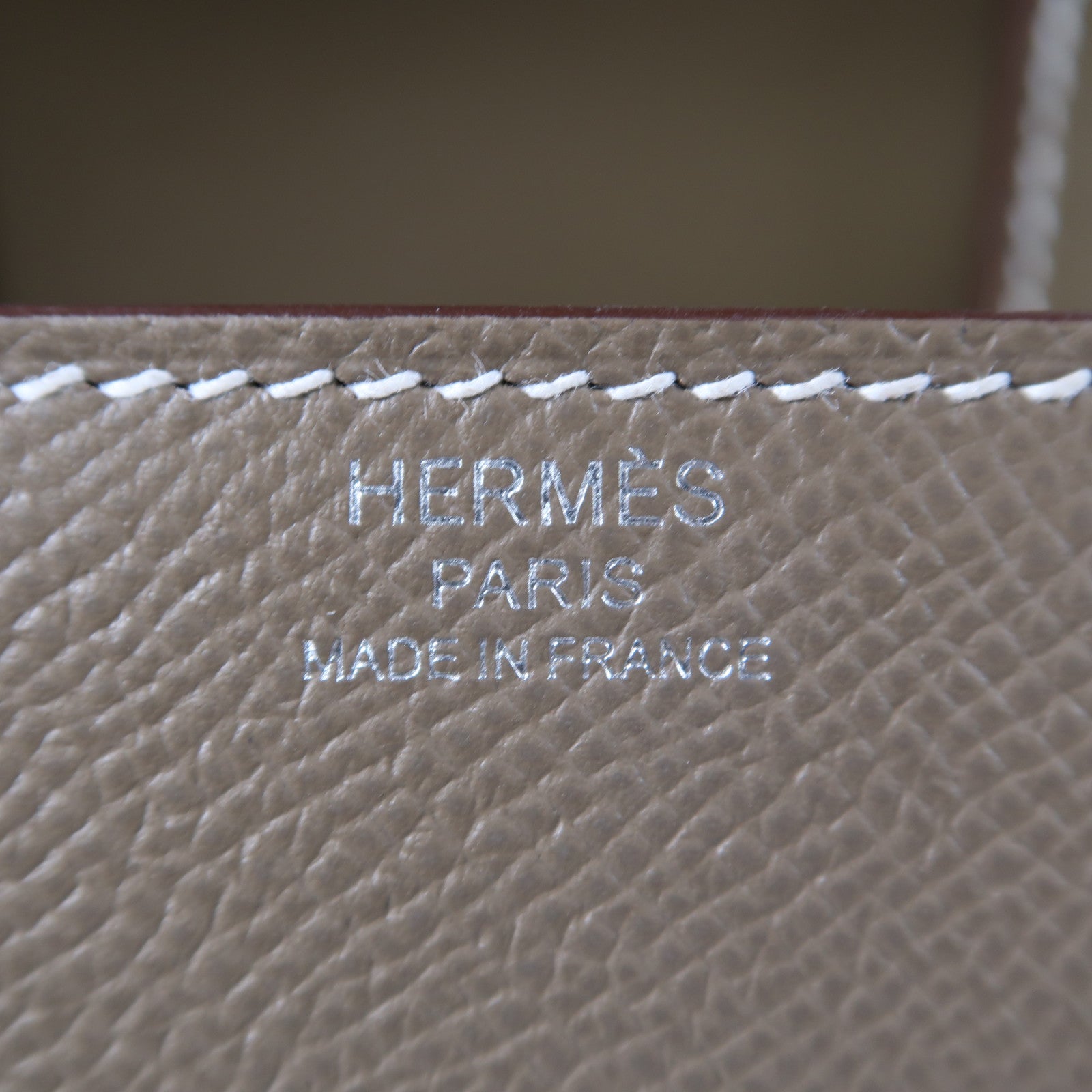 HERMES Epsom皮革Della Cavallerie銀扣肩背袋Etoupe大象灰色