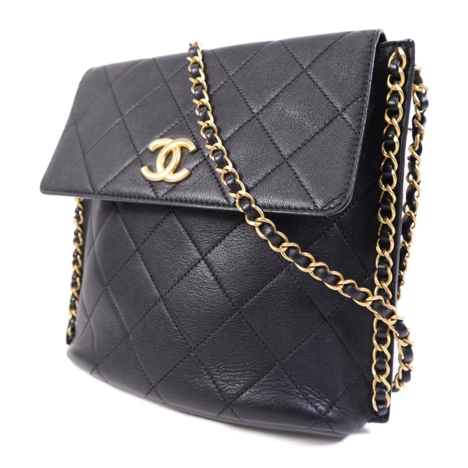 CHANEL 牛皮皮革Chain Shoulder Bag金扣鏈帶肩背袋