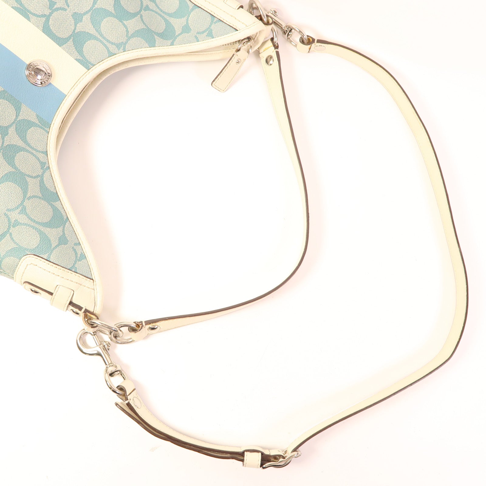 COACH 塗層帆布2 Way Shoulder Bag銀扣手挽肩背兩用袋