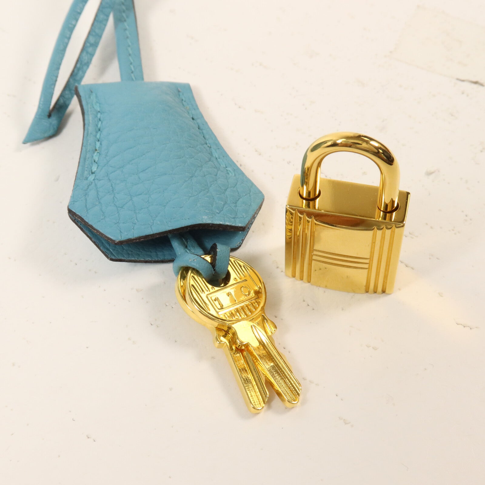 HERMES Clemence皮革Birkin 30手挽袋Bleu St Cyr