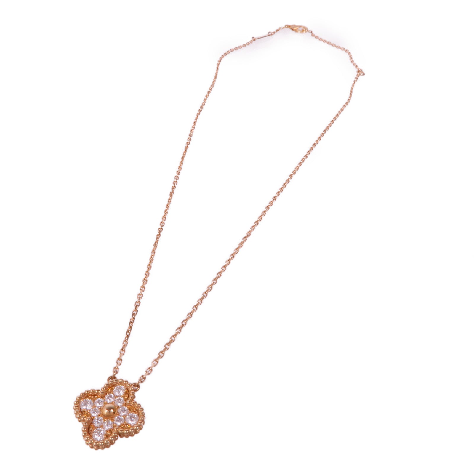 Van Cleef & Arpels 18K玫瑰金Vintage Alhambra Pendant鑽石項鍊